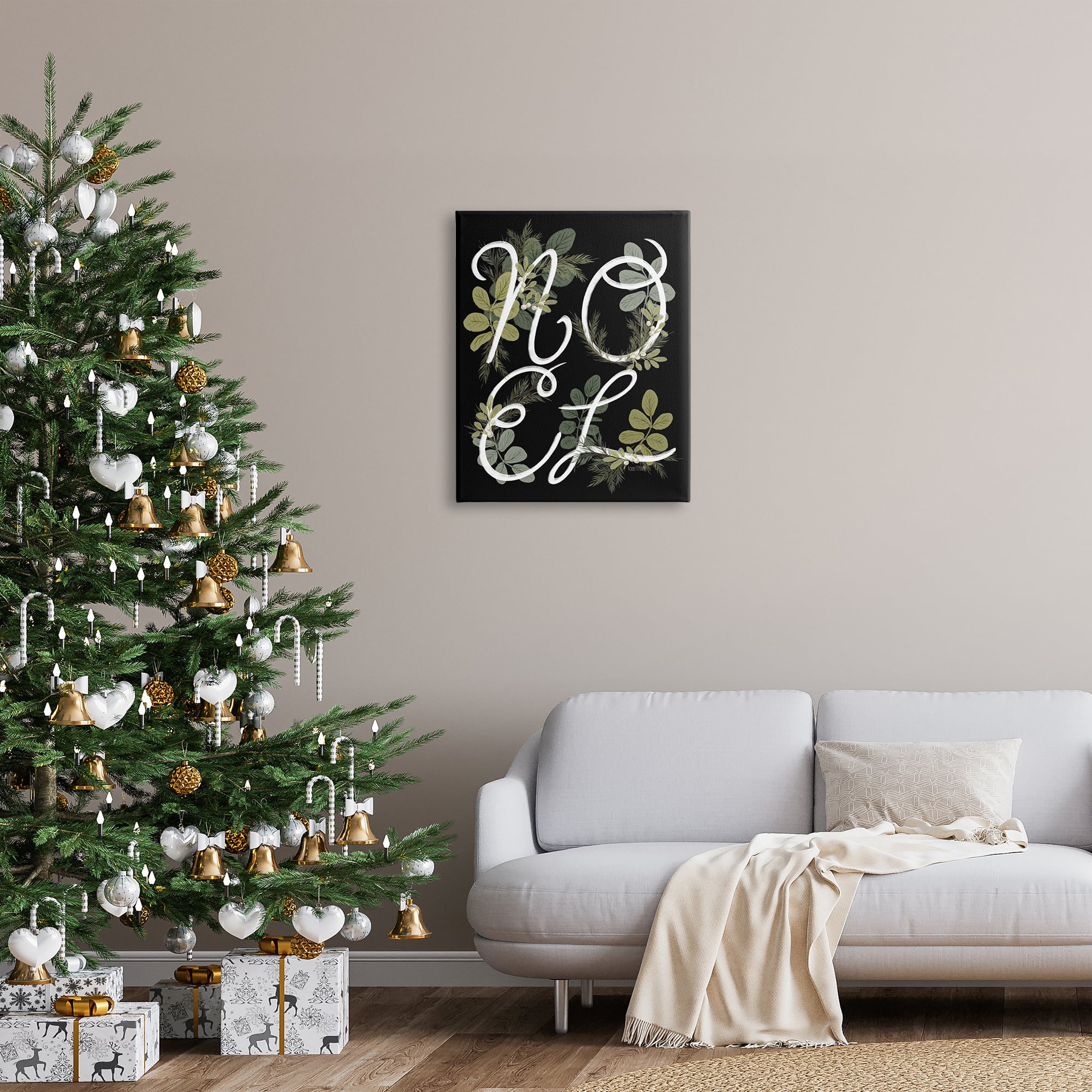 Stupell Industries Noel Intertwined Botanical Leaves Canvas Wall Art