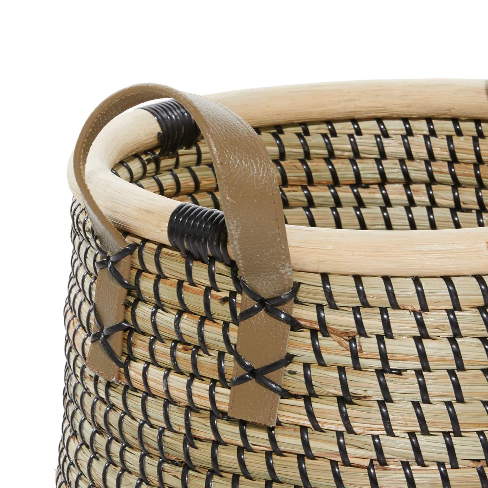 Natural Wheat Beige Round Contemporary Storage Basket Set