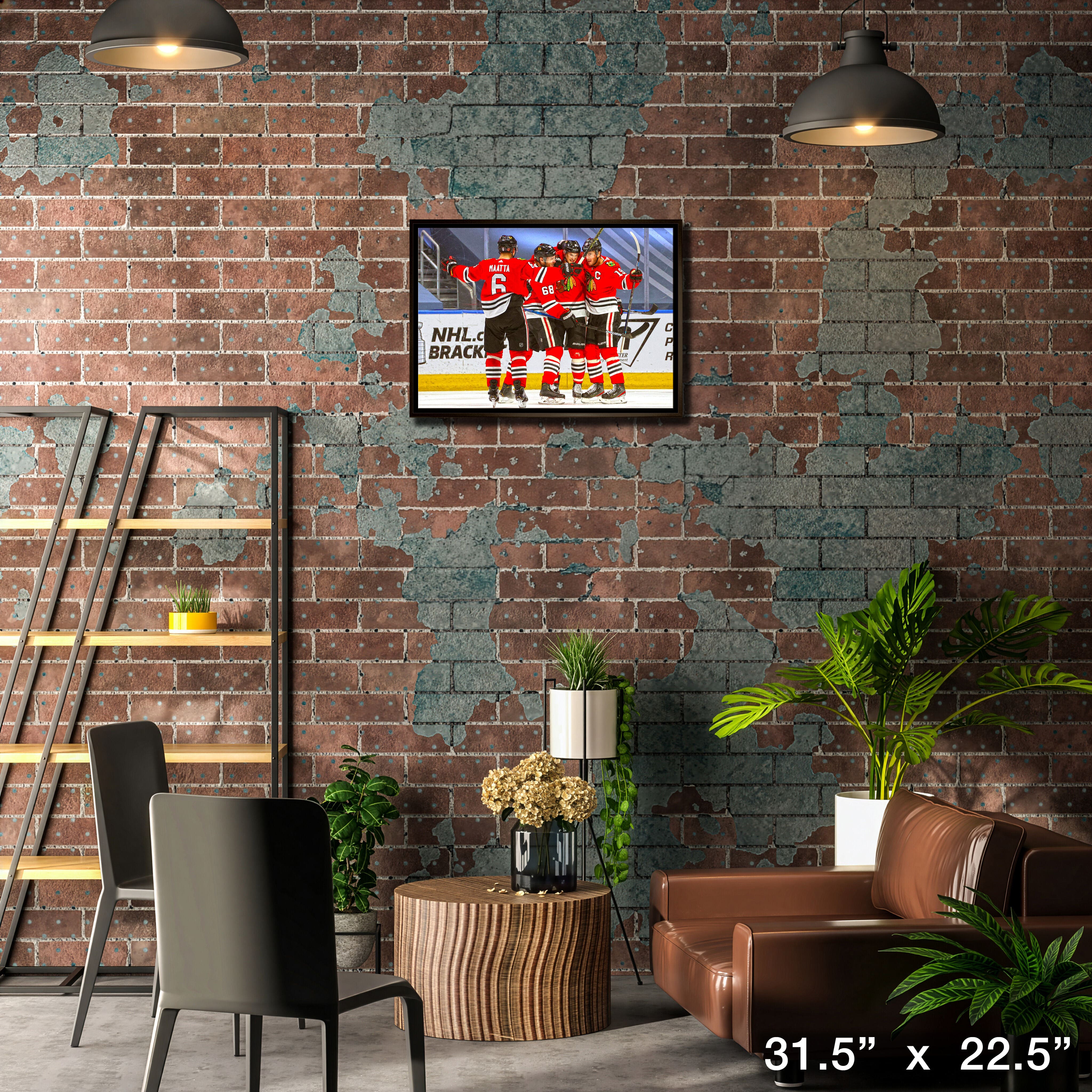 Chicago Blackhawks Framed 20" x 29" Goal Celebration Canvas 31.5" x 22.5"