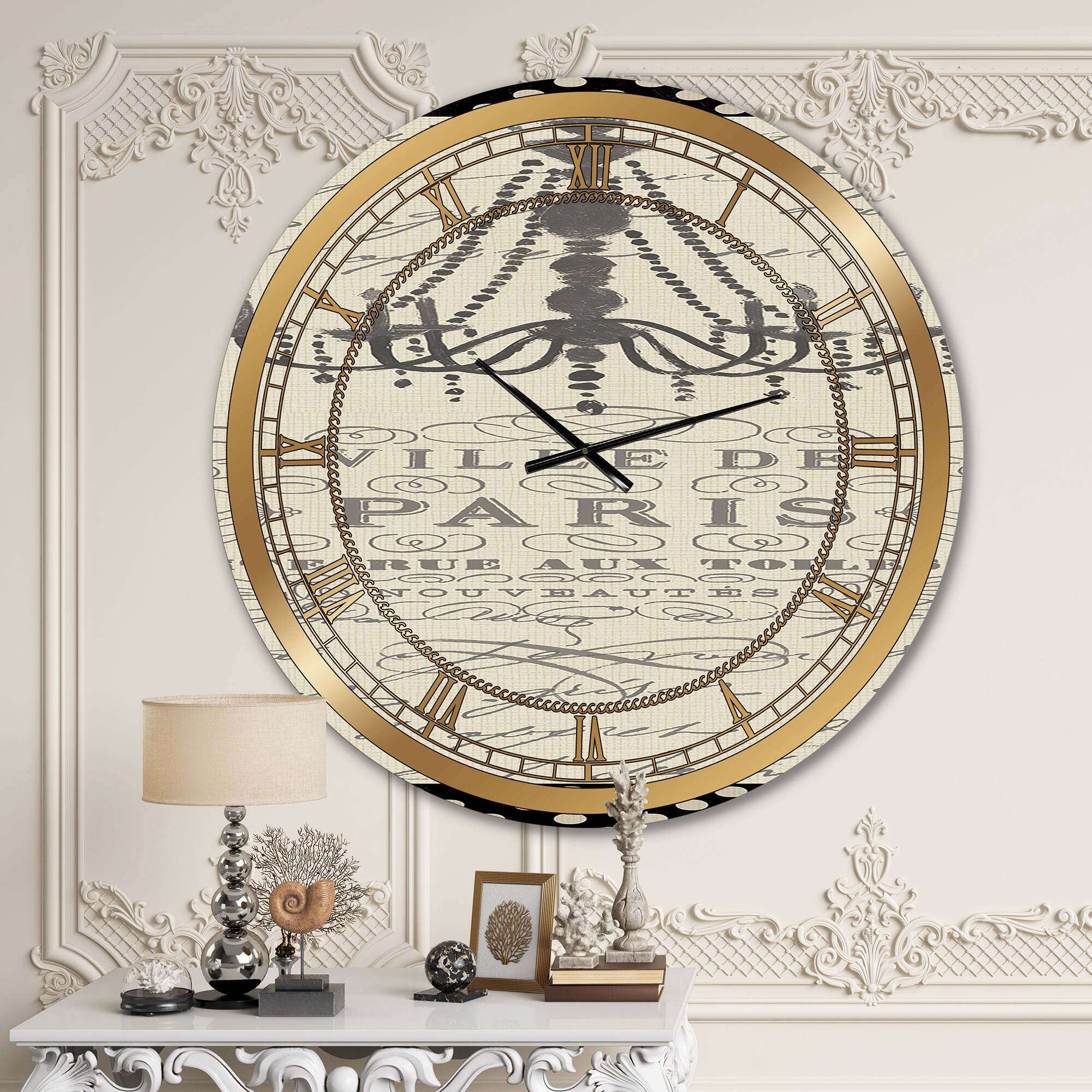 Designart French Chandeliers Couture I Glam Wall Clock