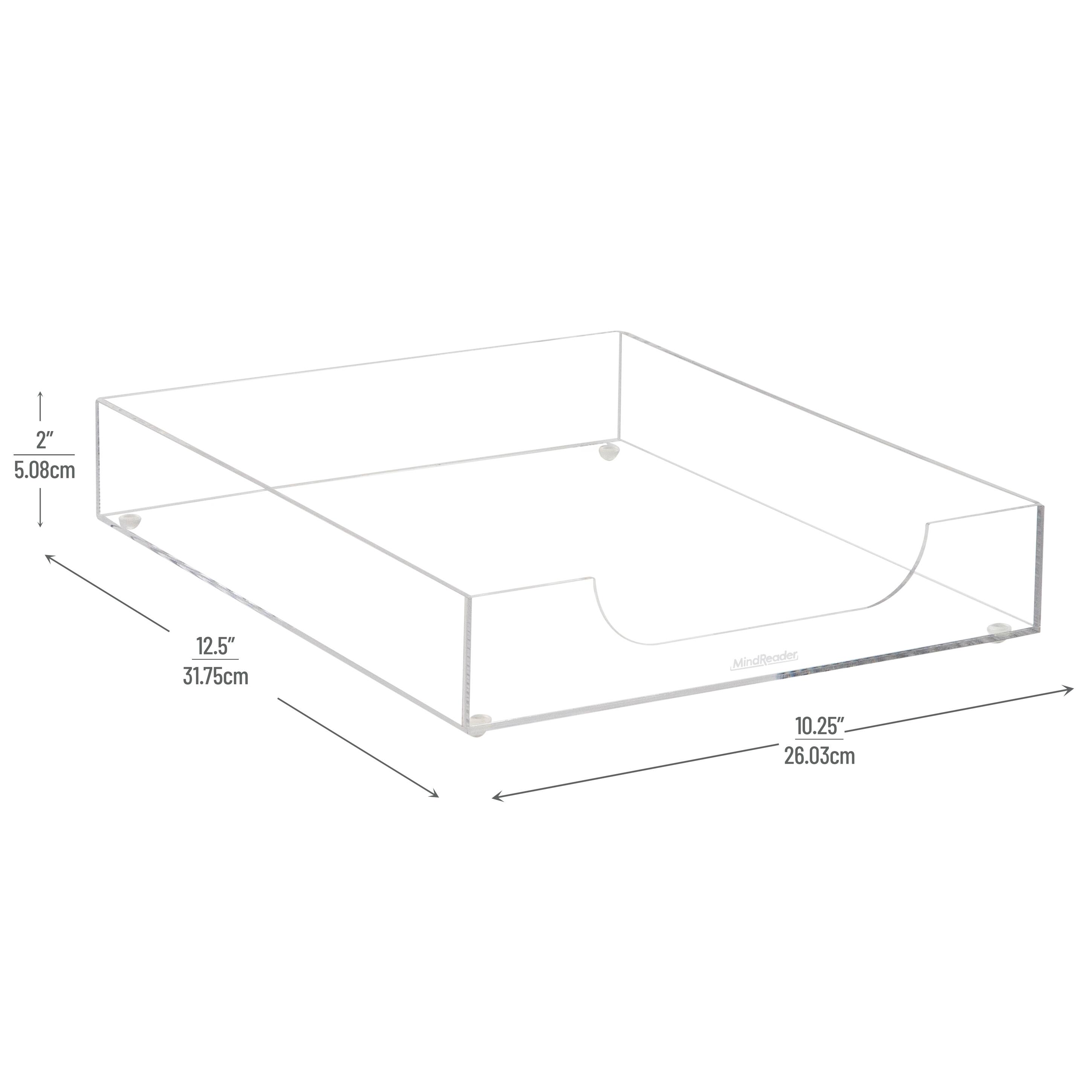 Mind Reader Paper Tray, Desktop Organizer, File Storage, Modern, Office, Acrylic, Clear