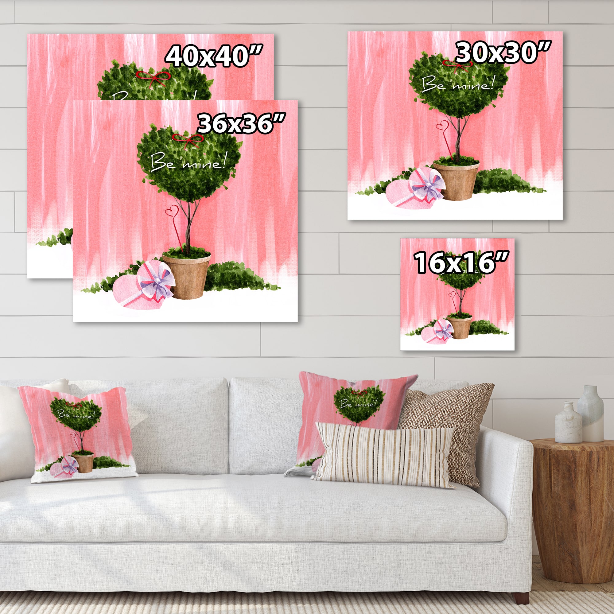 Designart - Heart Shaped Valentine House Plant - Farmhouse Canvas Wall Art Print