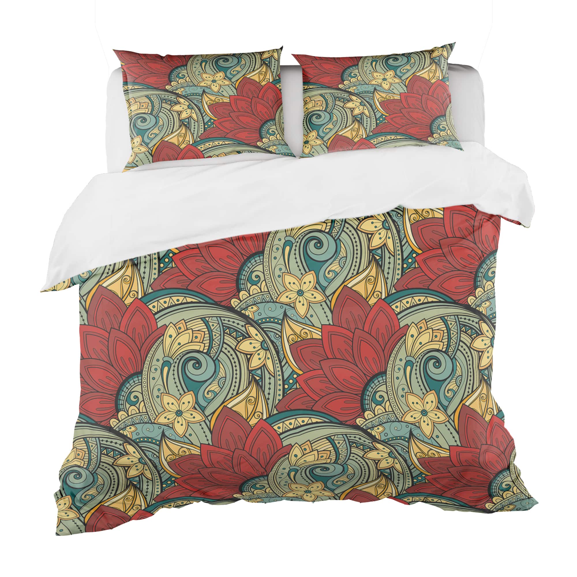 Designart Colorful Floral Pattern Bohemian & Eclectic Duvet Cover Set