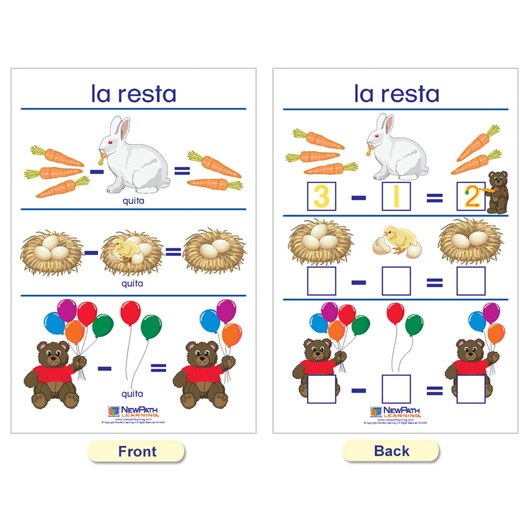 NewPath Learning® 12" x 18" Number Sense Bulletin Board Charts Set, Spanish Edition