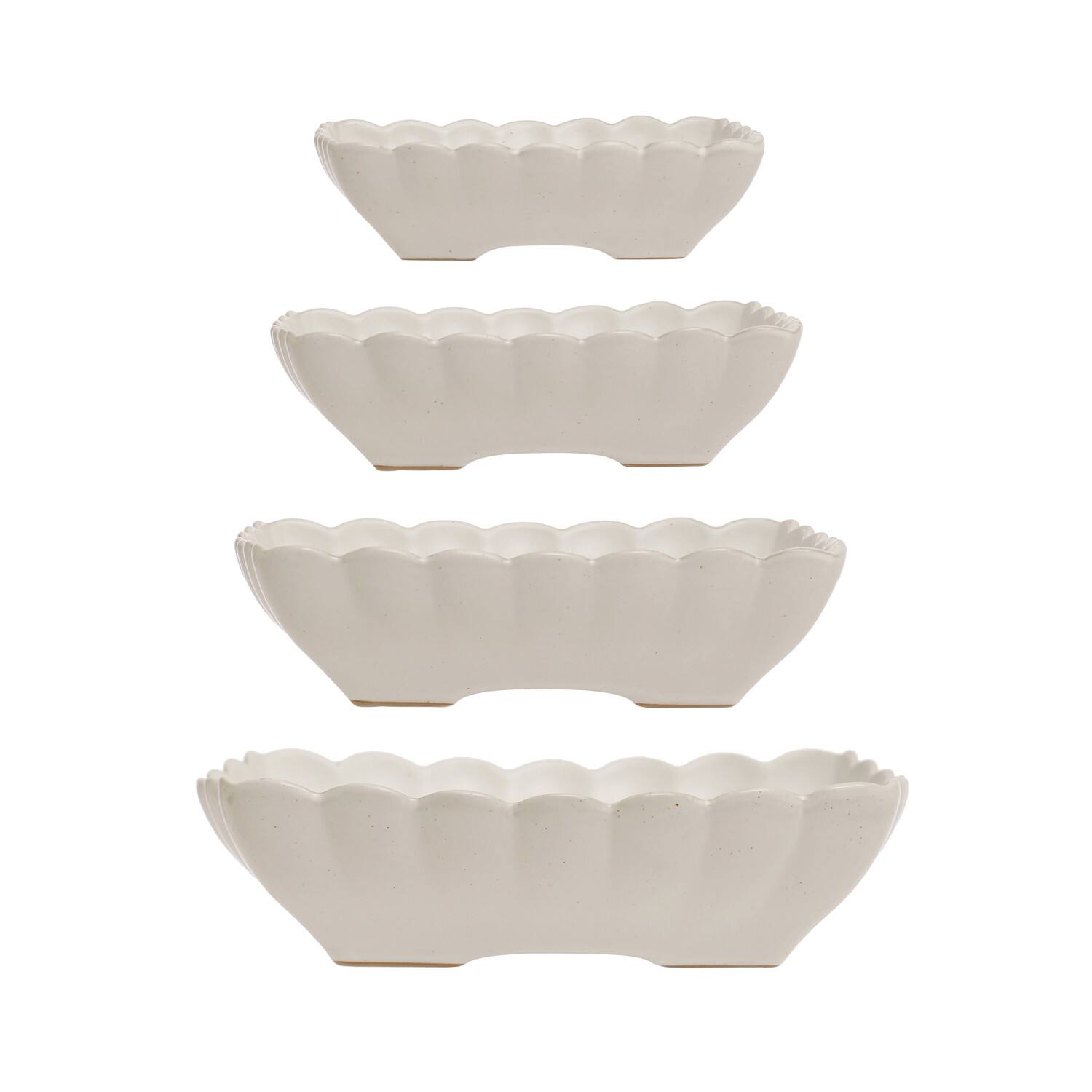 Hello Honey® Matte White Square Stoneware Scalloped Edge Serving Dish Set