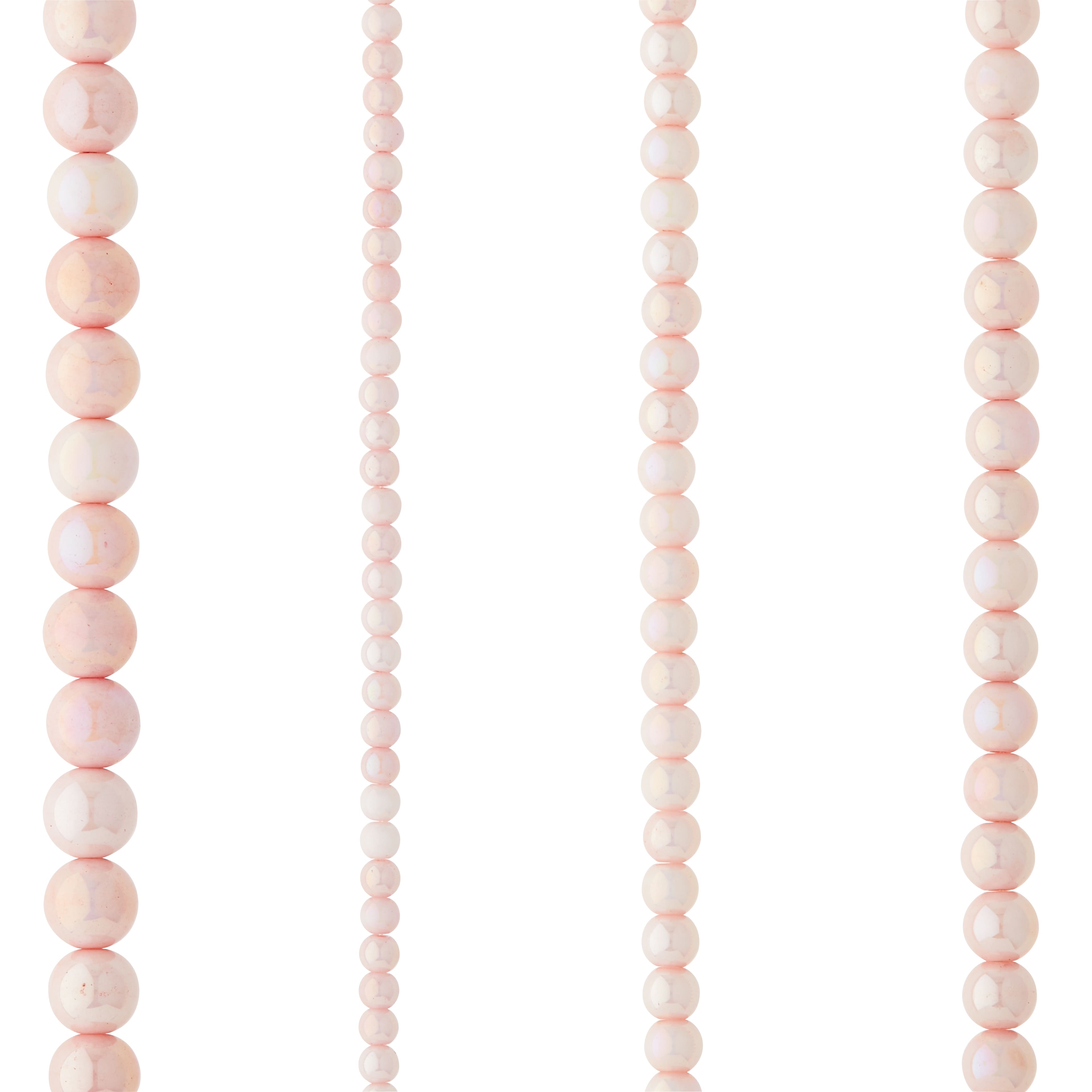 12 Pack: Pink Marble Glass Round Beads by Bead Landing™