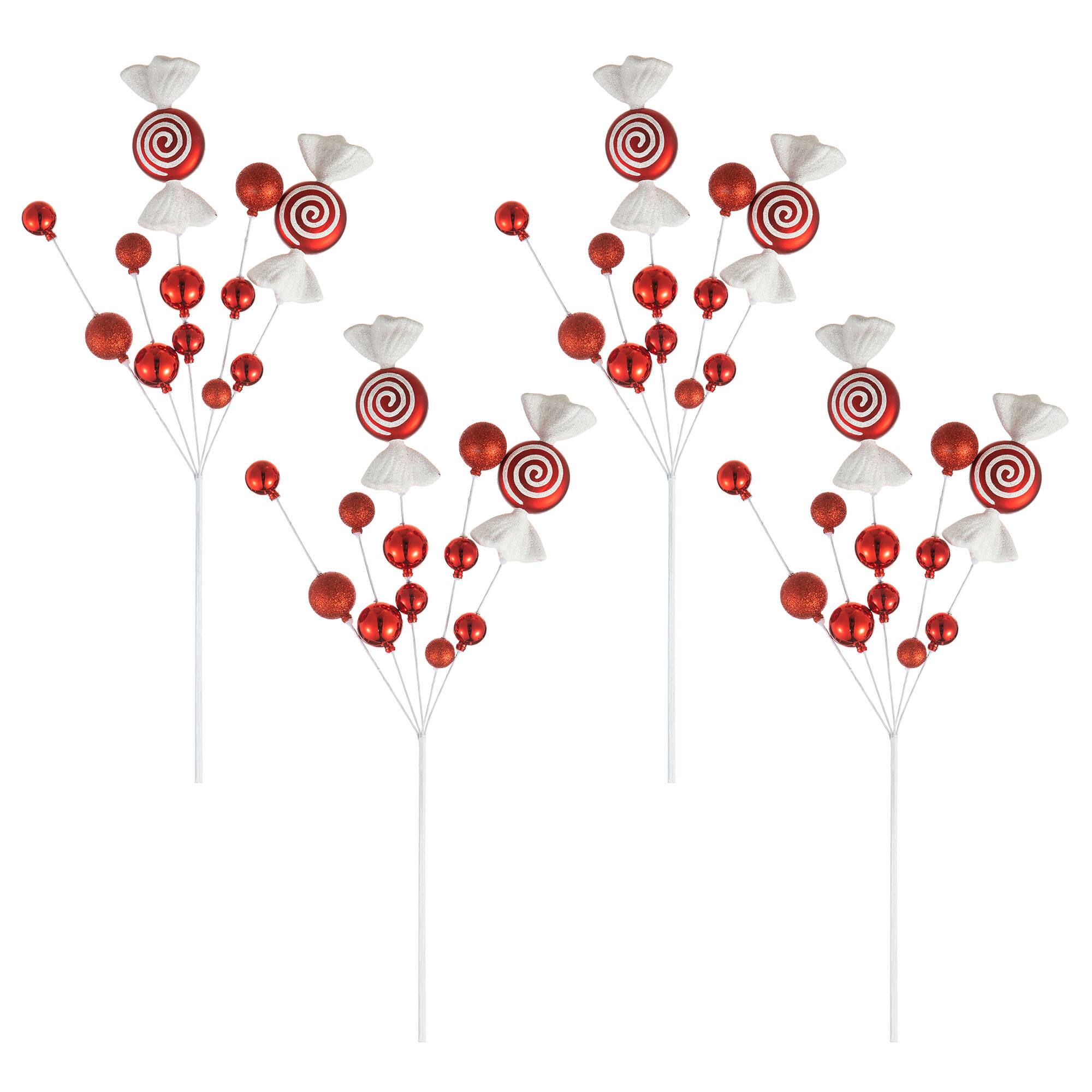Glitzhome® 24" Christmas Red & White Candy Pick, 4ct.