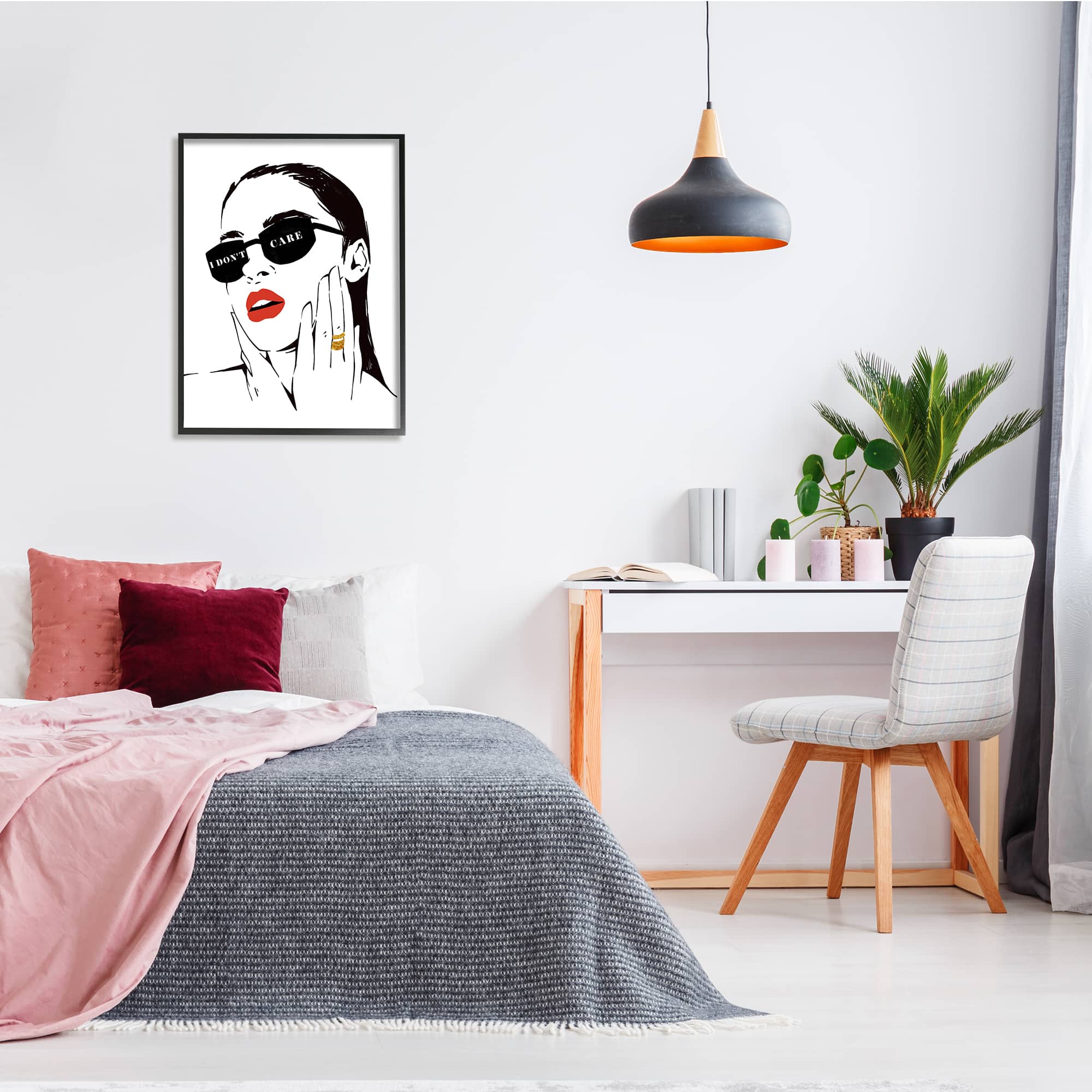 Stupell Industries I Don’t Care Shades Glam Fashion Female Portrait Framed Wall Art