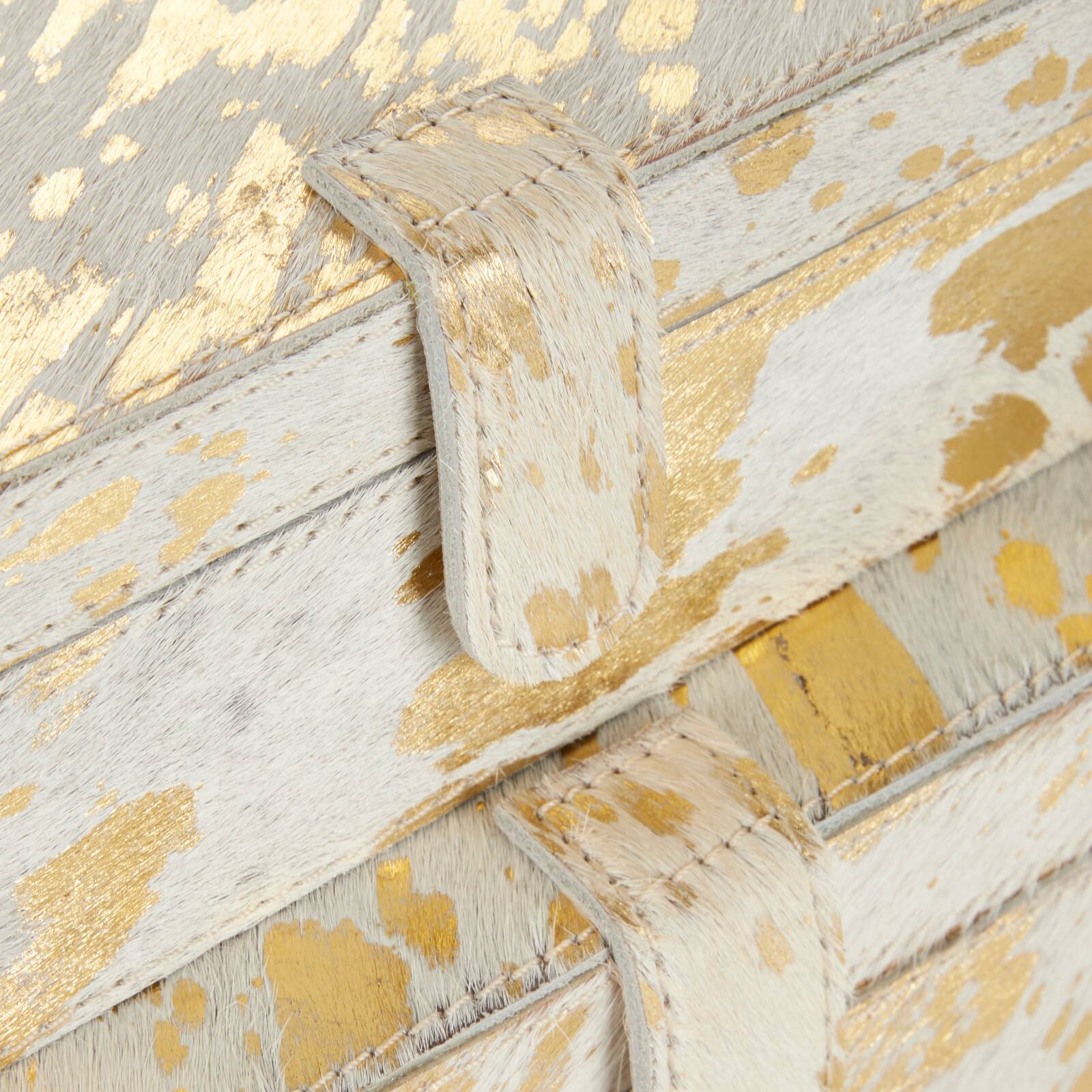 White & Gold Leather Rustic Box Set