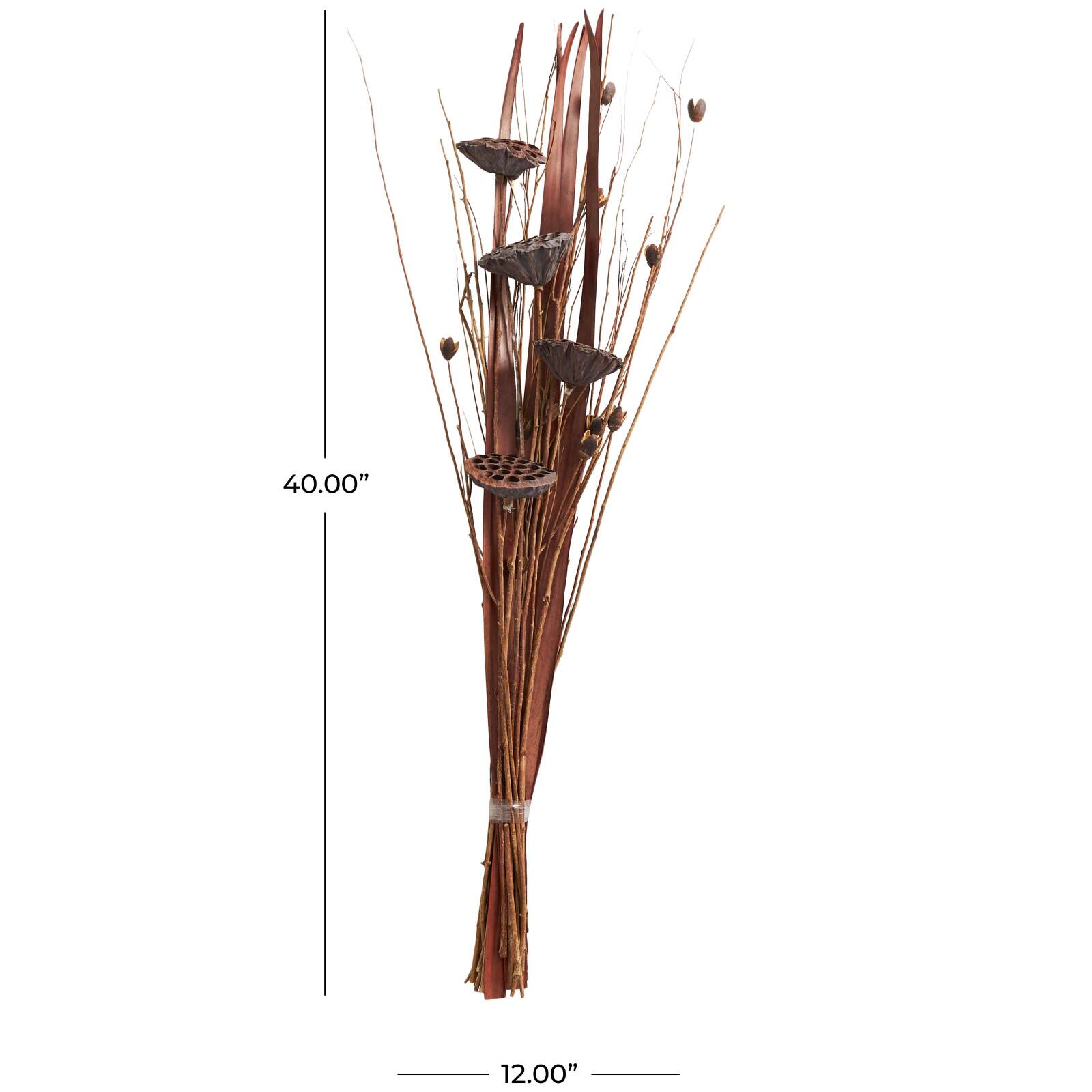 40" Brown Dried Lotus Flower Natural Foliage Bundle