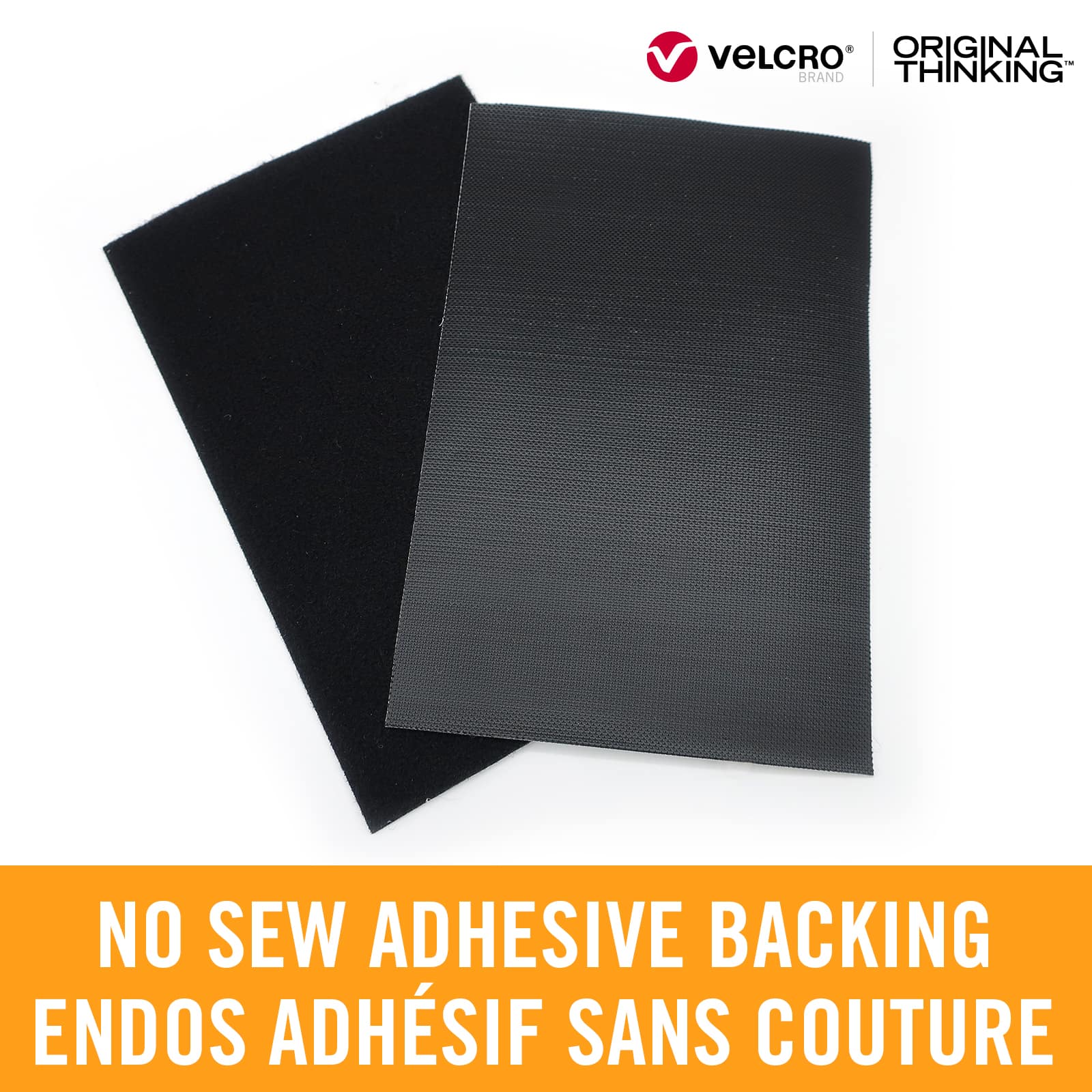 VELCRO® Brand Sleek & Thin™ Black Stick On Fastener Rectangle