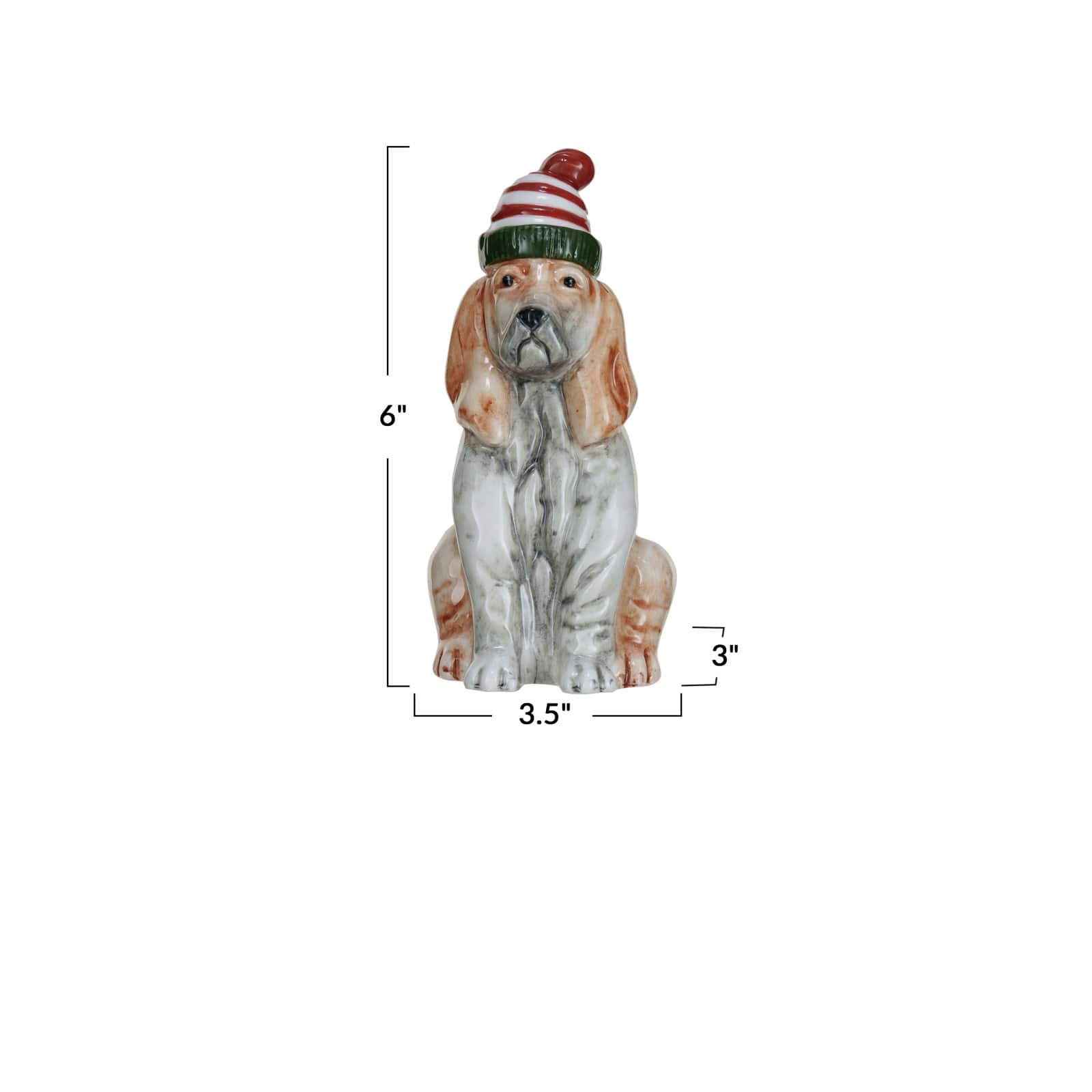 Hello Honey® 6" Hand-Painted Stoneware Dog with Striped Hat Vase