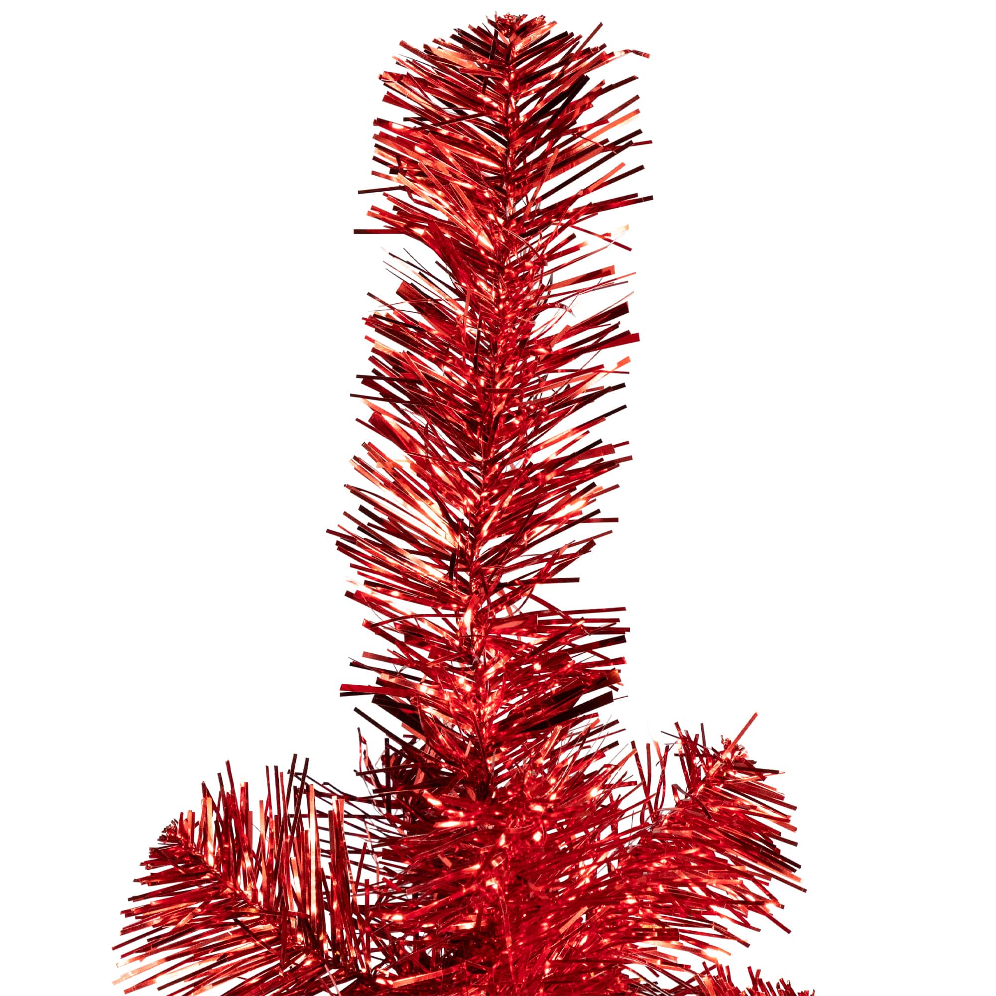 7ft. Unlit Red Artificial Tinsel Christmas Tree