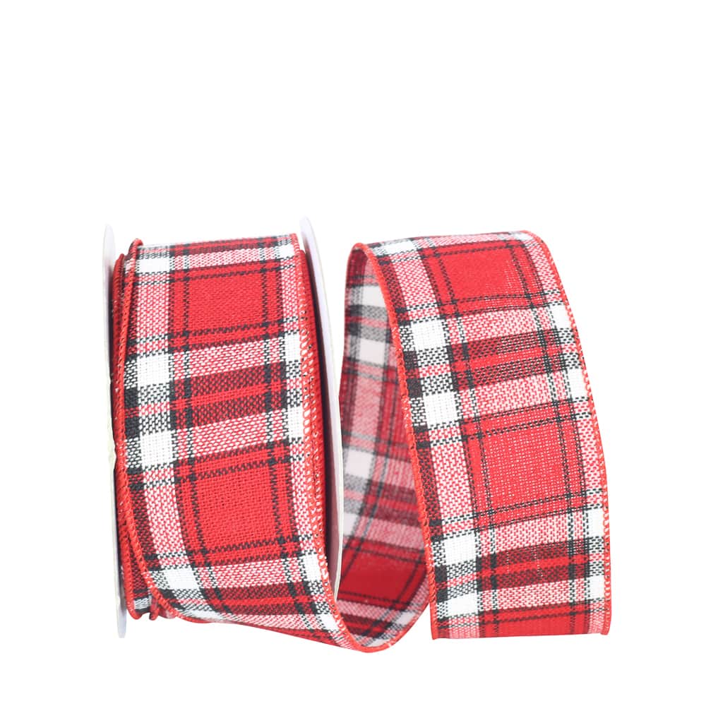 JAM Paper 2.5" x 10yd. Arthur Wired Edge Plaid Ribbon
