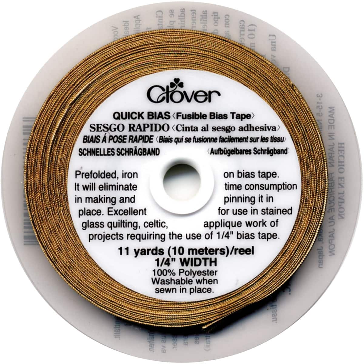 Clover Gold Lamé Quick Bias Fusible Bias Tape, 1/4" x 11yd.