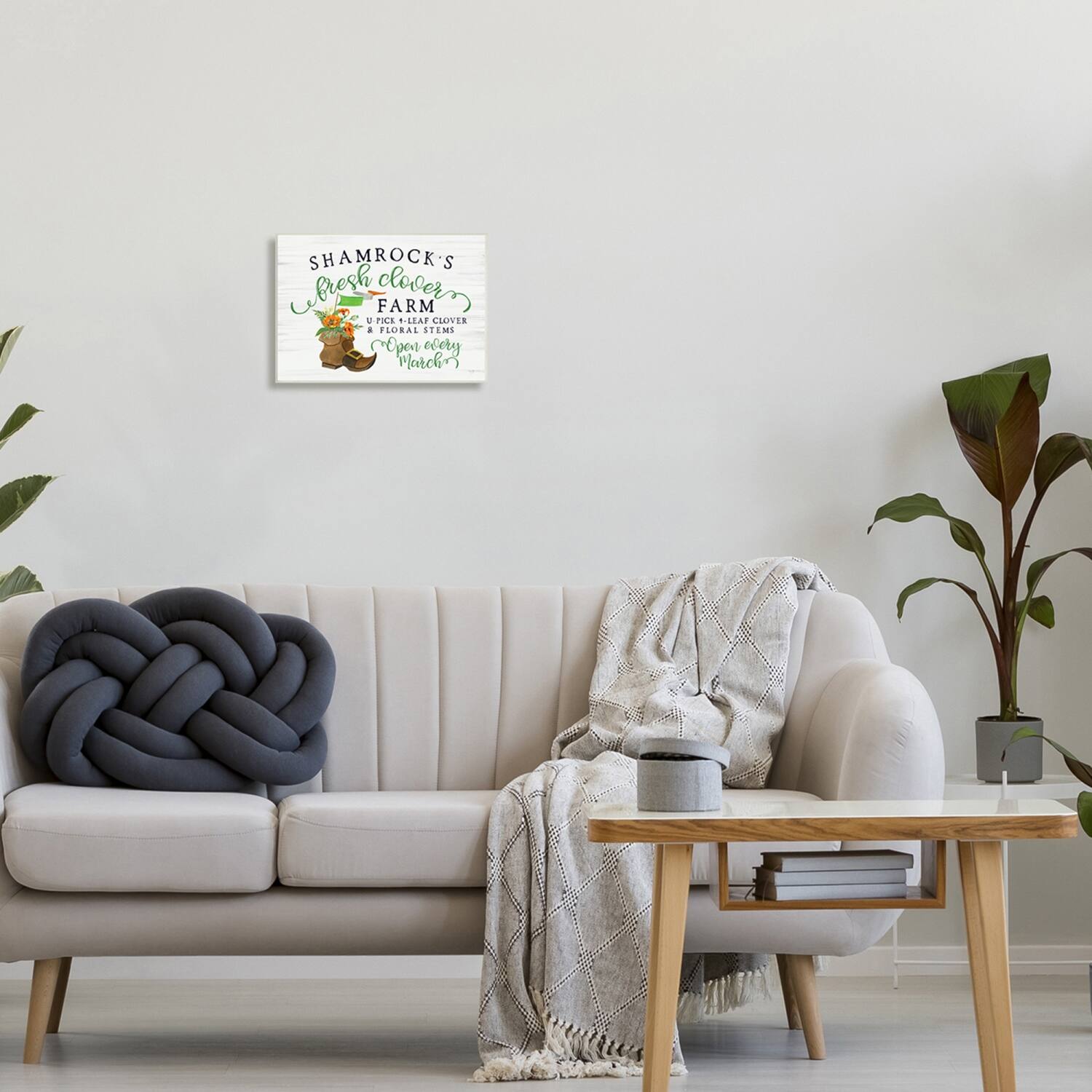 Stupell Industries Shamrock Clover Farm Typography Sign Grainy Pattern Canvas Wall Art