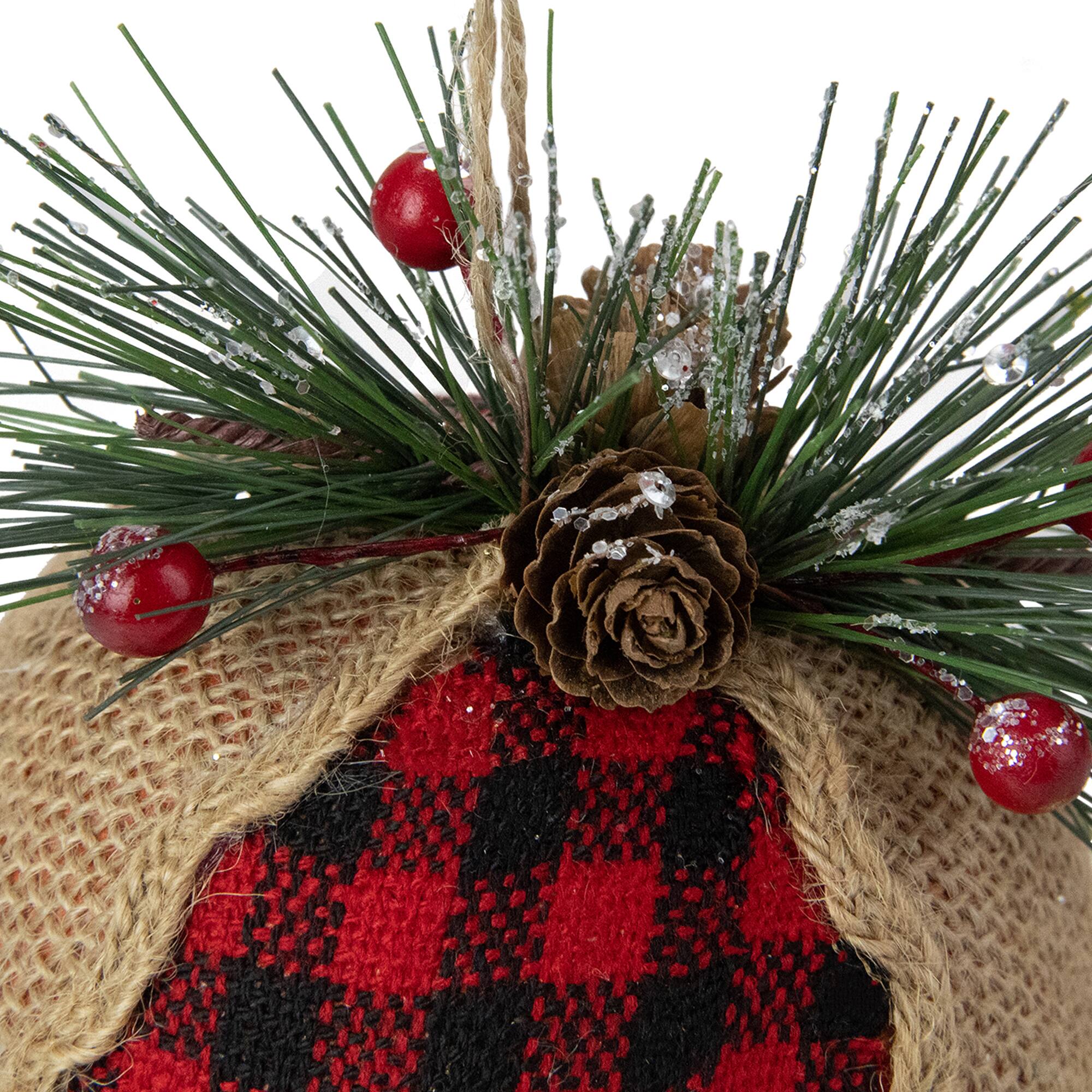 Red Plaid & Burlap Stocking Ornament