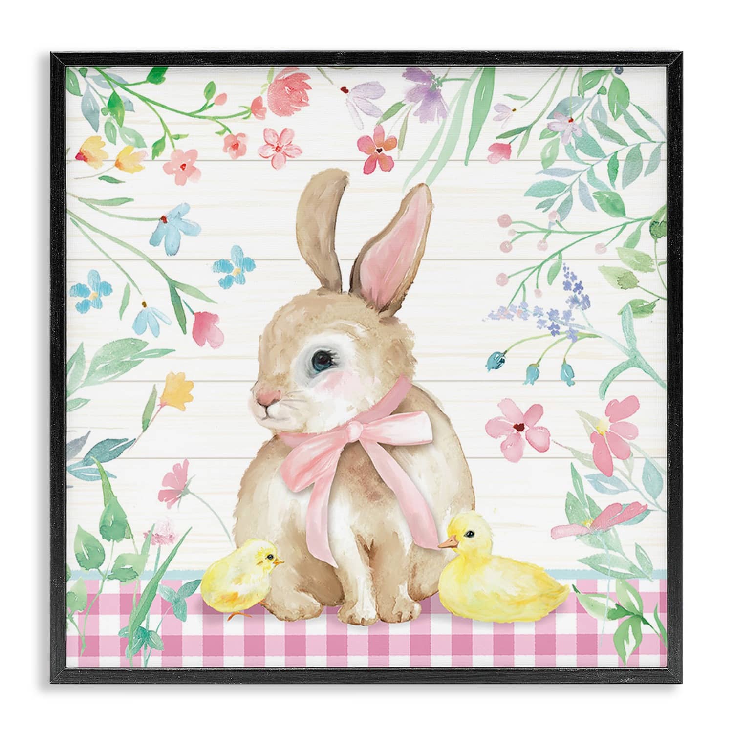 Stupell Industries Easter Bunny & Chicks Framed Giclee Art