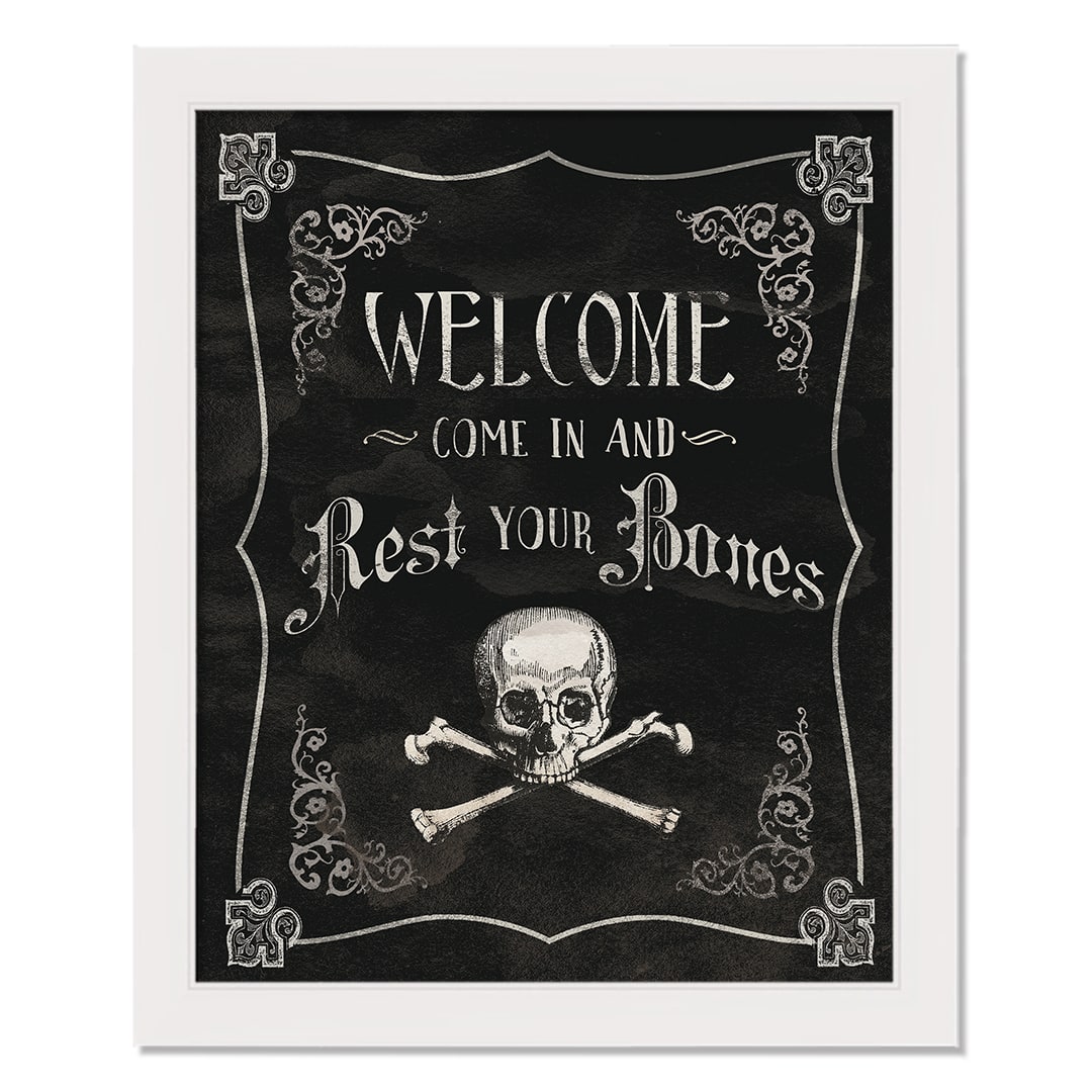 Come in & Rest Your Bones White Framed Print Wall Art