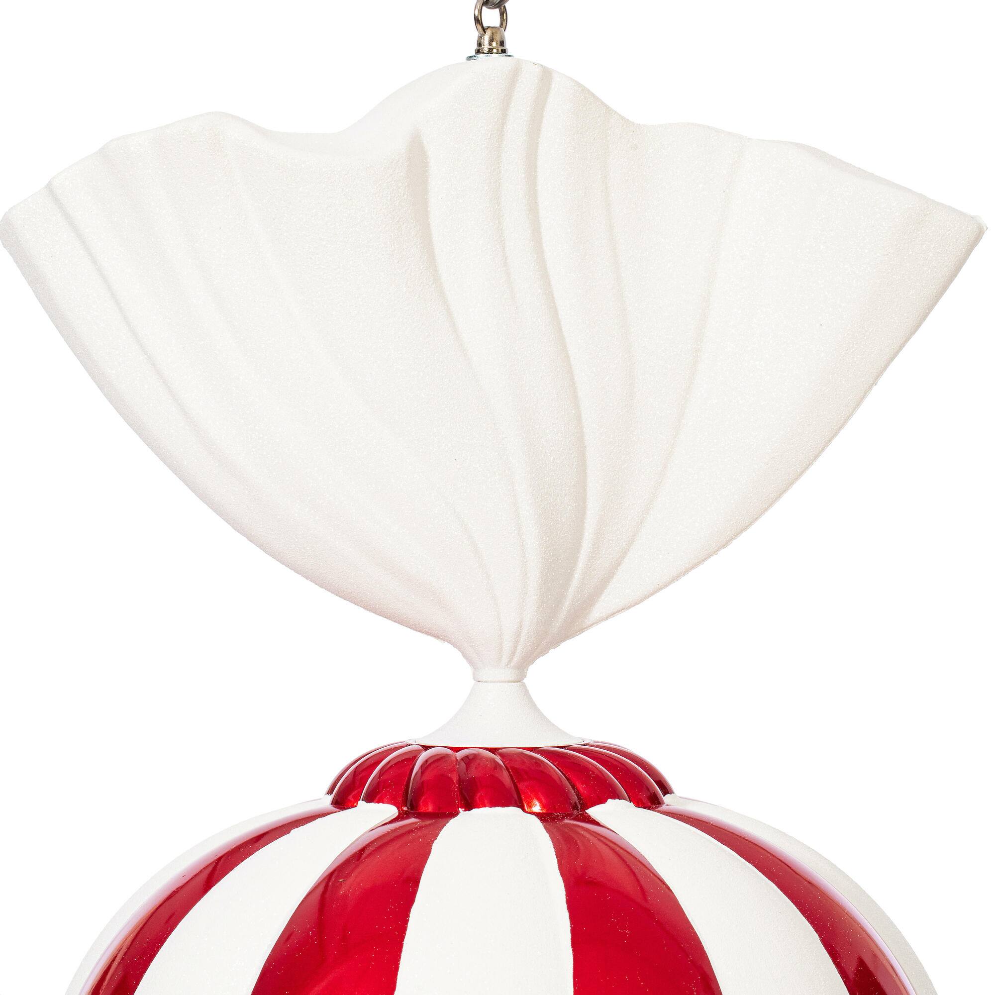 Vickerman 36" Red & White Candy Ornament with Glitter Accents