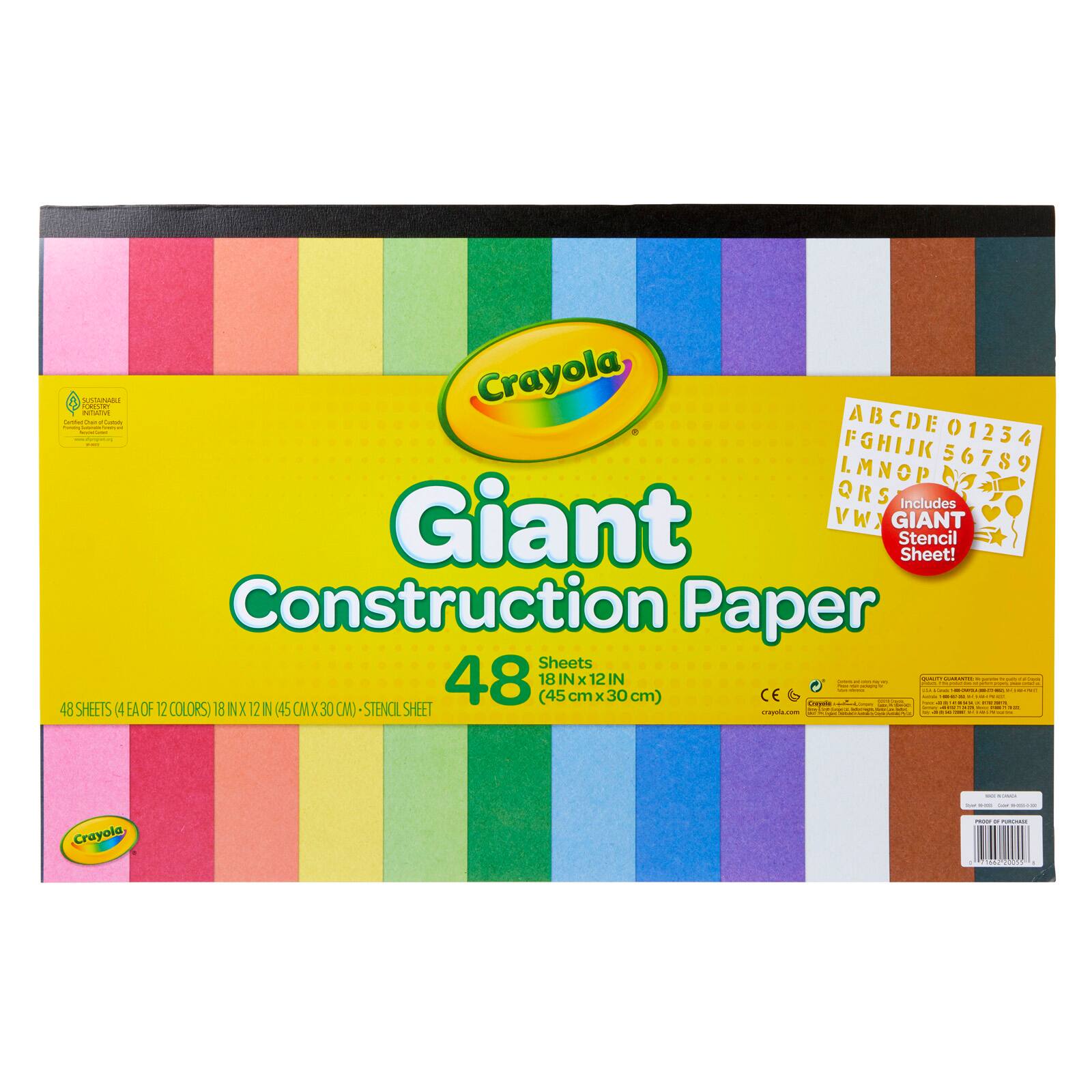 Crayola® 12" x 18" Giant Construction Paper Pad with Stencils Set, 6ct.