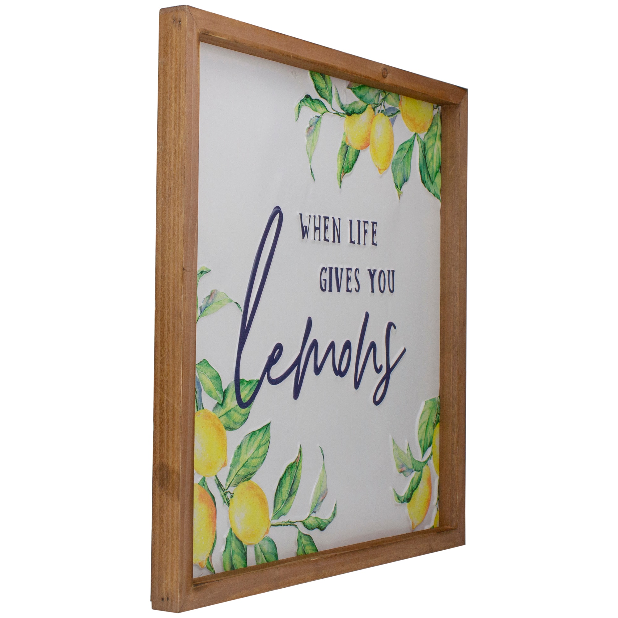 Wooden Framed When Life Gives You Lemons Metal Sign Spring Wall Décor