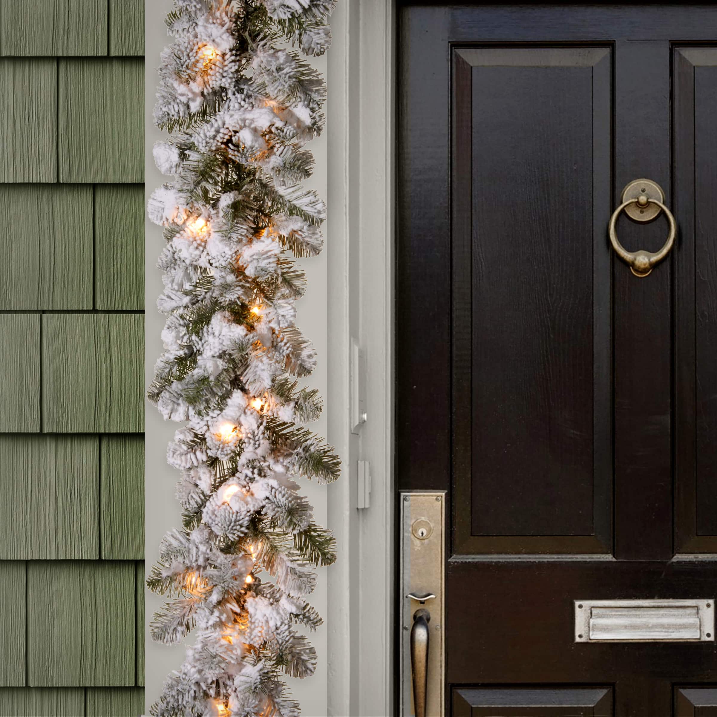 9' x 12" Pre-lit Feel Real® Snowy Camden Artificial Christmas Garland with 50 Clear Lights
