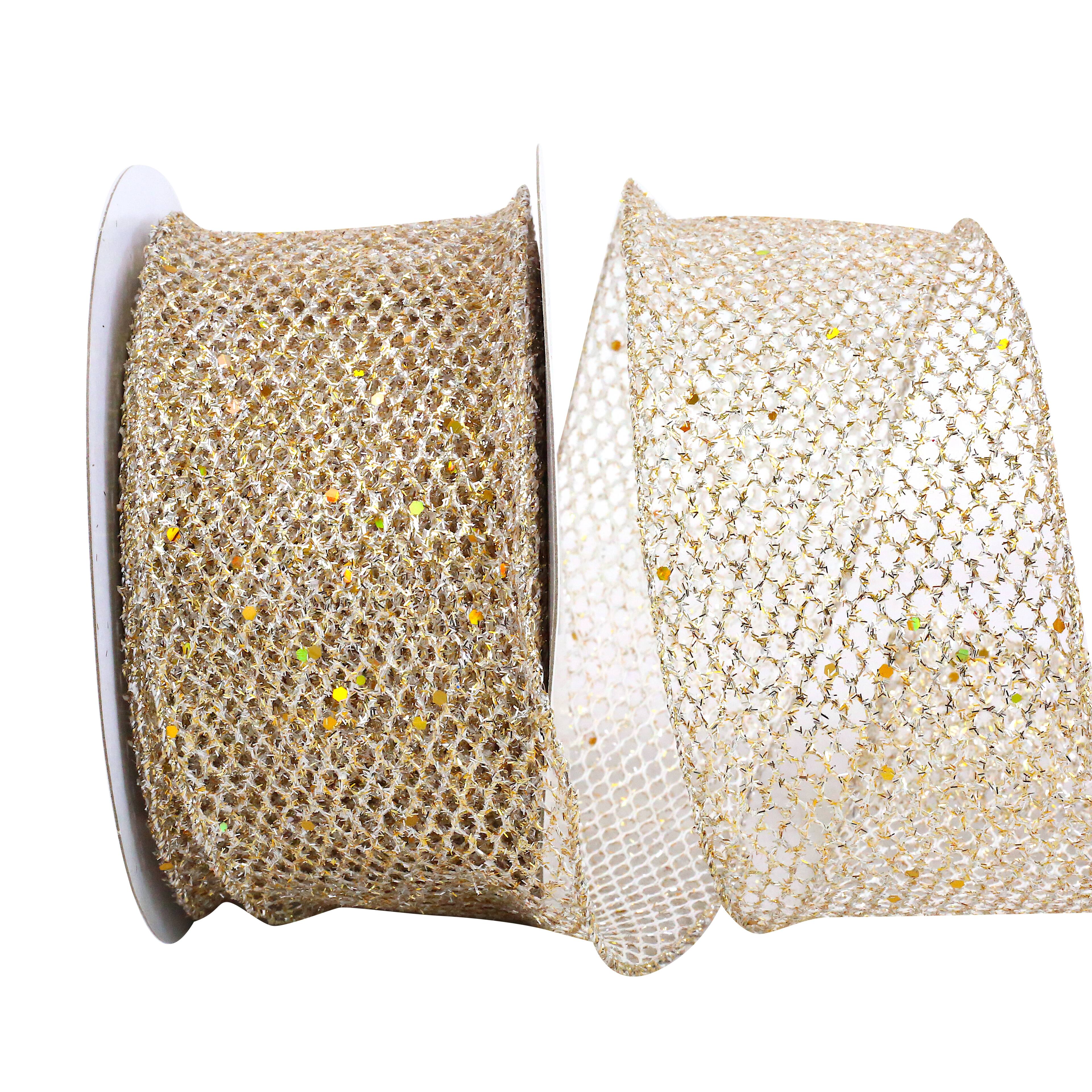 Reliant 2.5" x 10yd. Grand Net Glitter Wired Ribbon