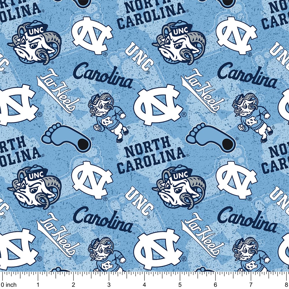 NCAA University of North Carolina Tarheels Logo Tone-on-Tone Cotton Fabric