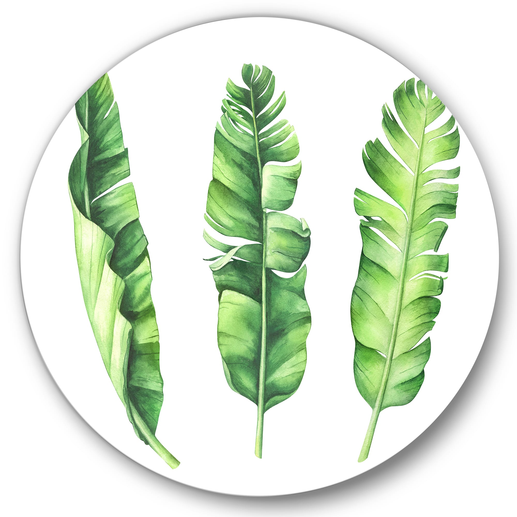 Designart - Tropical Banana Leaves Set - Farmhouse Metal Circle Wall Art
