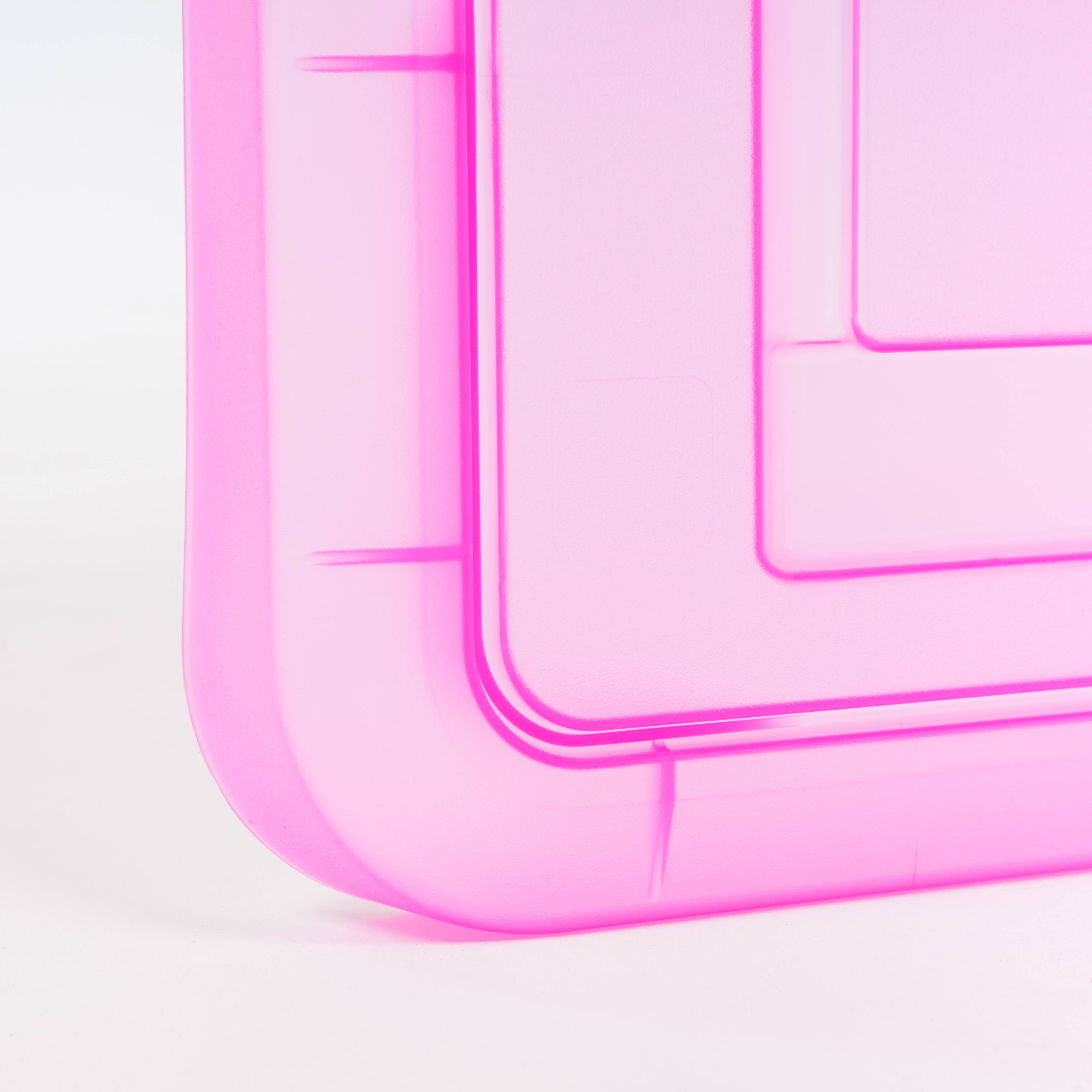 IRIS Pink & Clear Snap Tight Plastic File Organizer Box, 4ct.