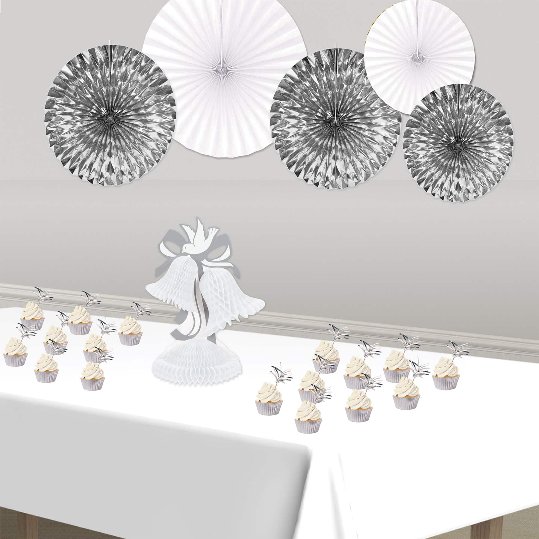 Beistle 12" White Tissue Bell Centerpieces, 2ct.