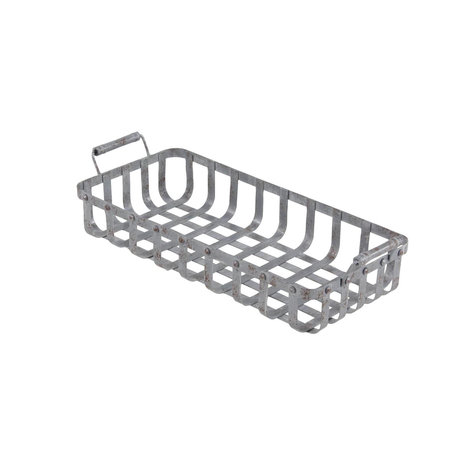 Set of 2" Grey Metal Farmhouse Tray, 20", 24"