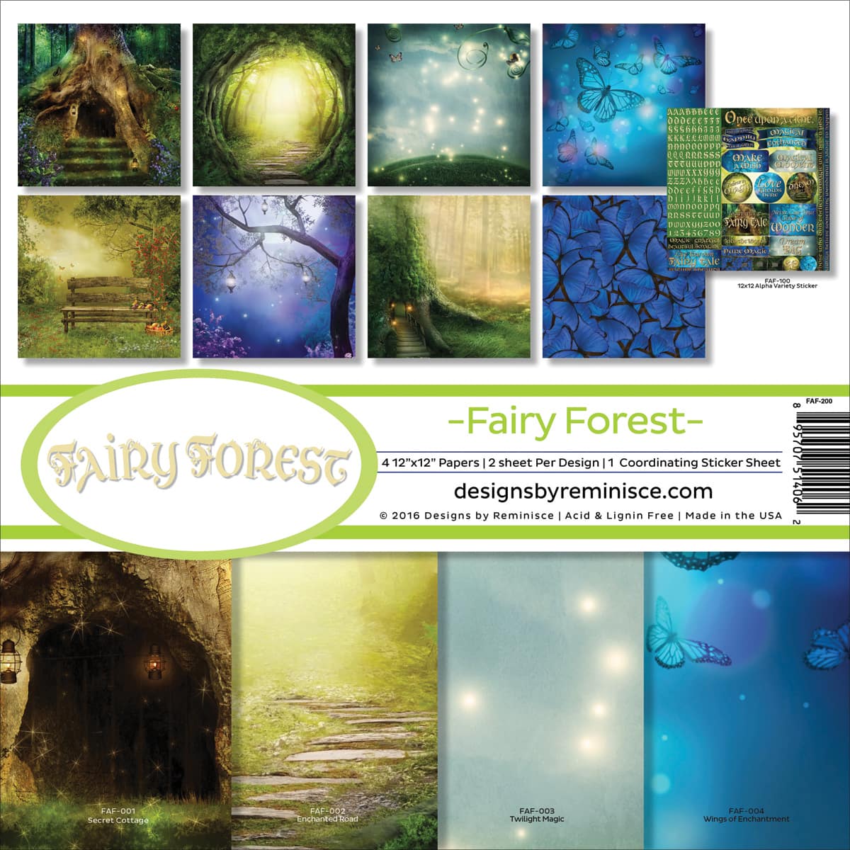 Reminisce Collection Kit 12"X12"-Fairy Forest W/Hollow Tree & Butterflies