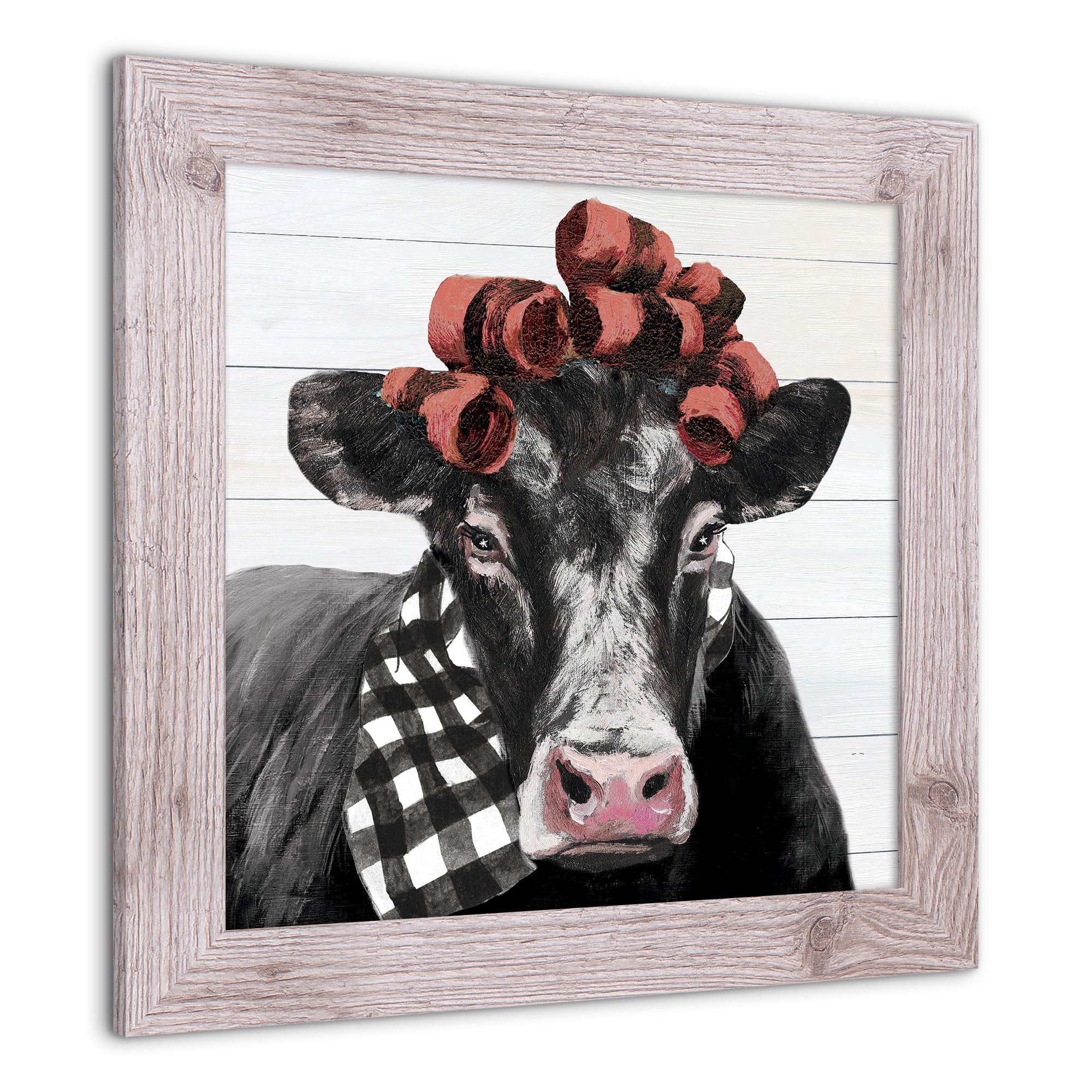 Country Curlers Cow Western Framed Print