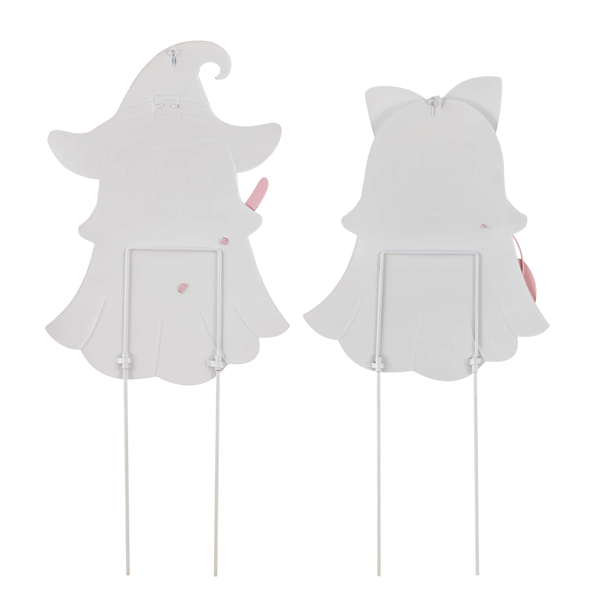 Glitzhome® 28" Halloween Metal Ghosts Yard Stake, Set of 2