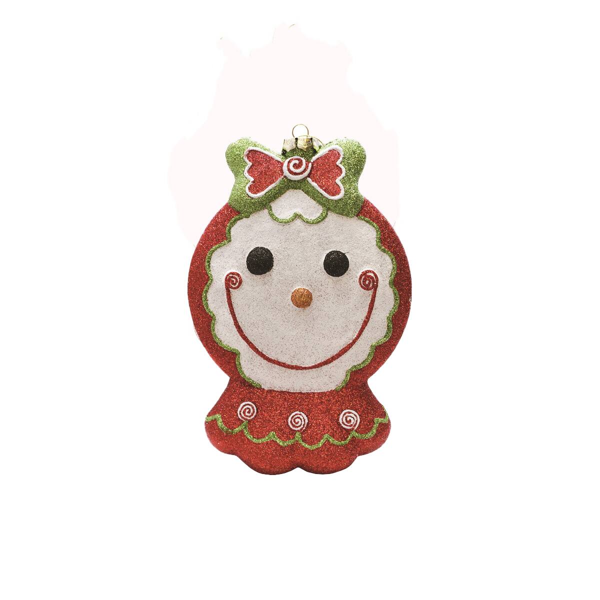 8.5" Glittered  Red & Green Shatterproof Gingerbread Girl Christmas Ornament