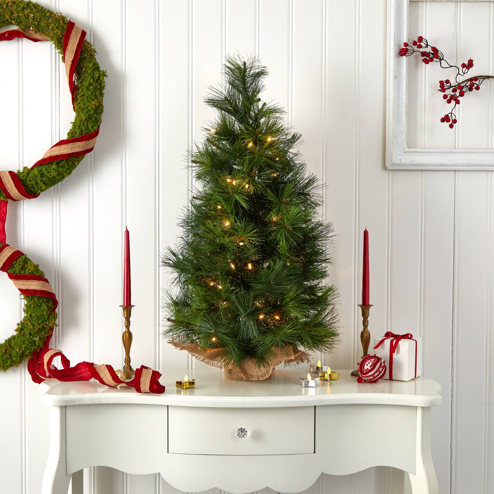 3ft. Pre-Lit Artificial Christmas Tree, Clear Lights