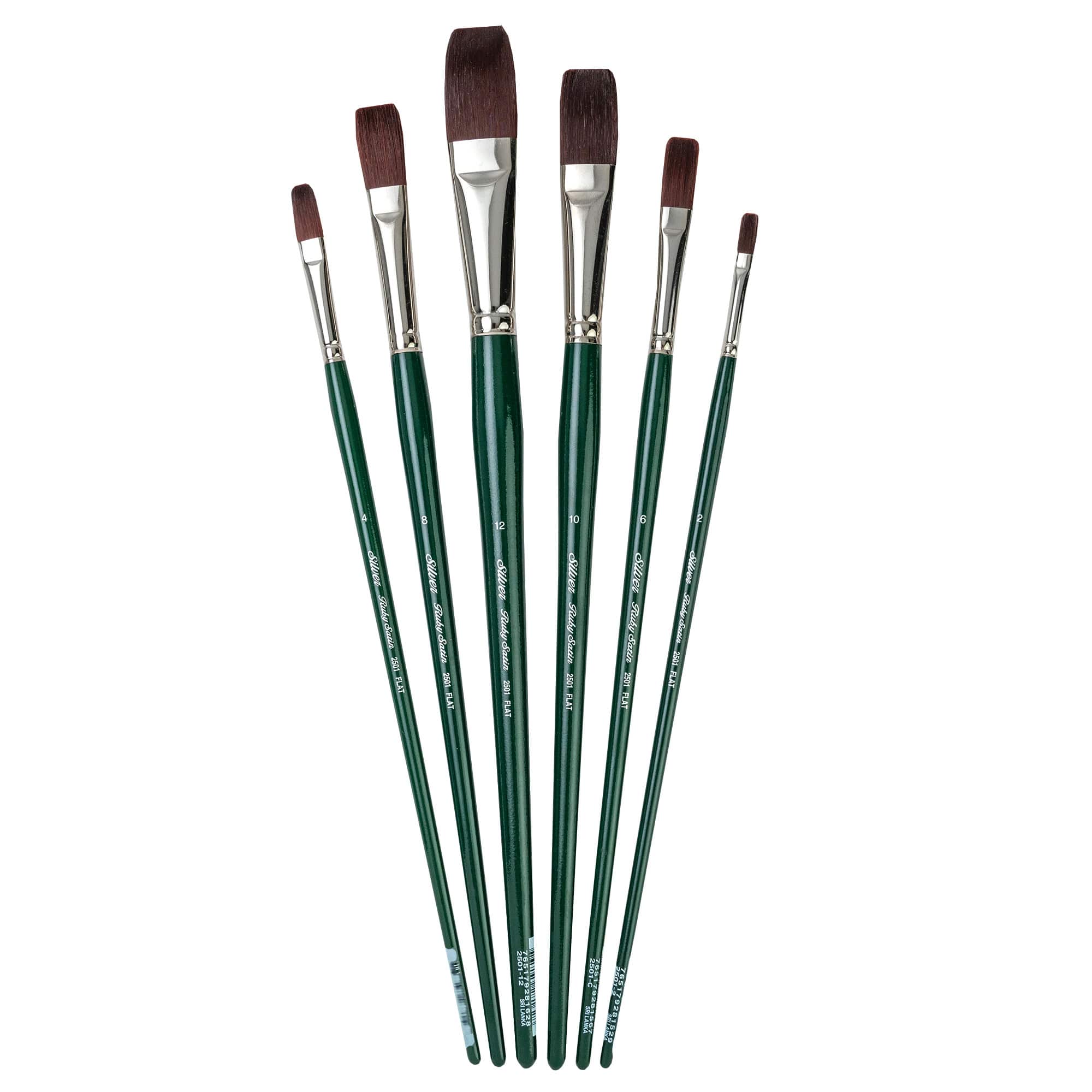 Silver Brush Limited Ruby Satin® 6 Piece Long Flats Brush Set