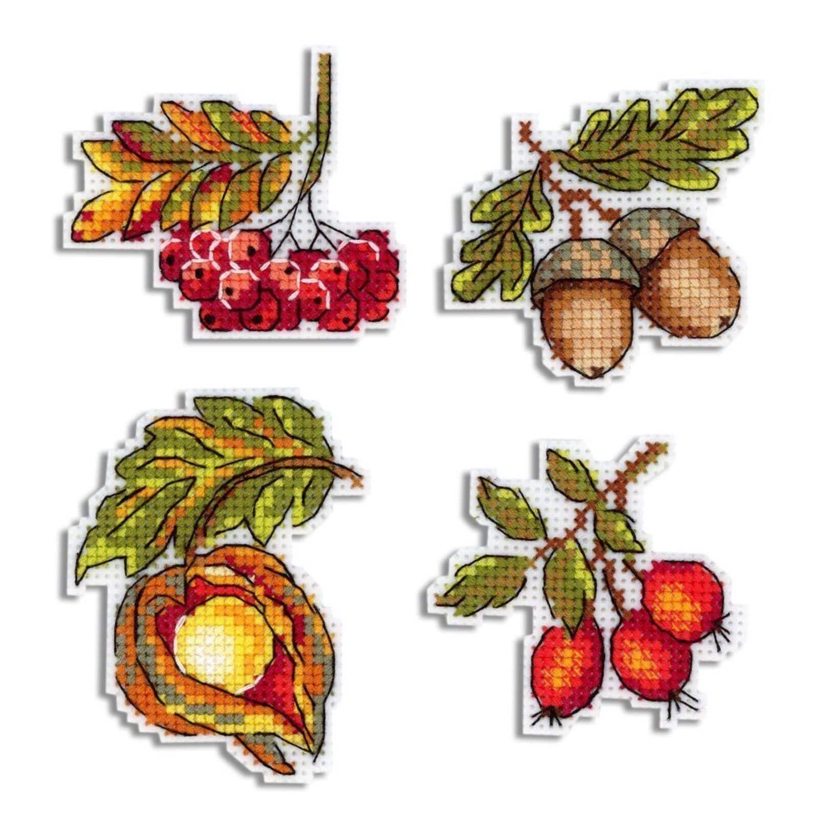 MP Studia Autumn Gifts Magnets Plastic Canvas Counted Cross Stitch Kit
