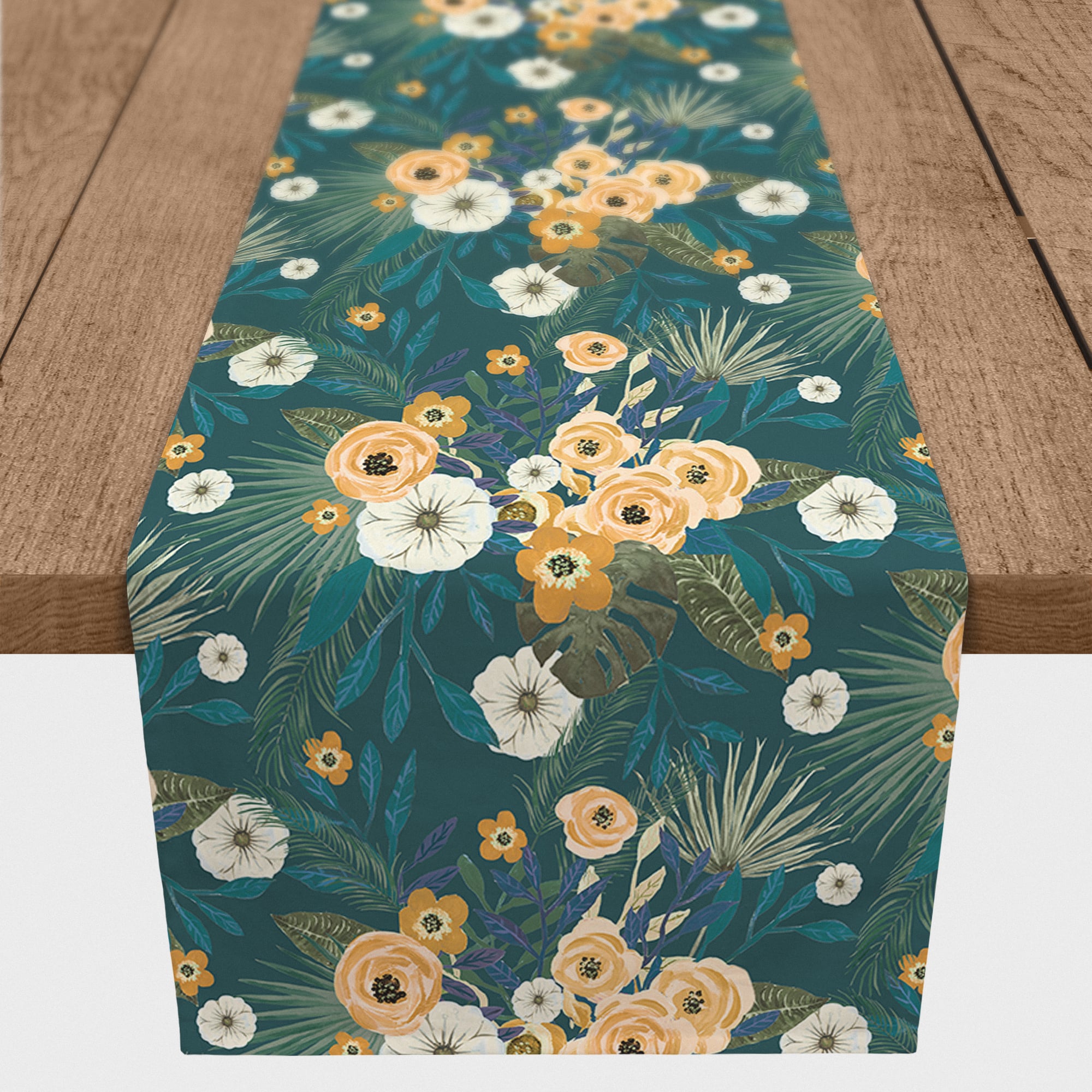 90" Tropical Floral Cotton Twill Runner