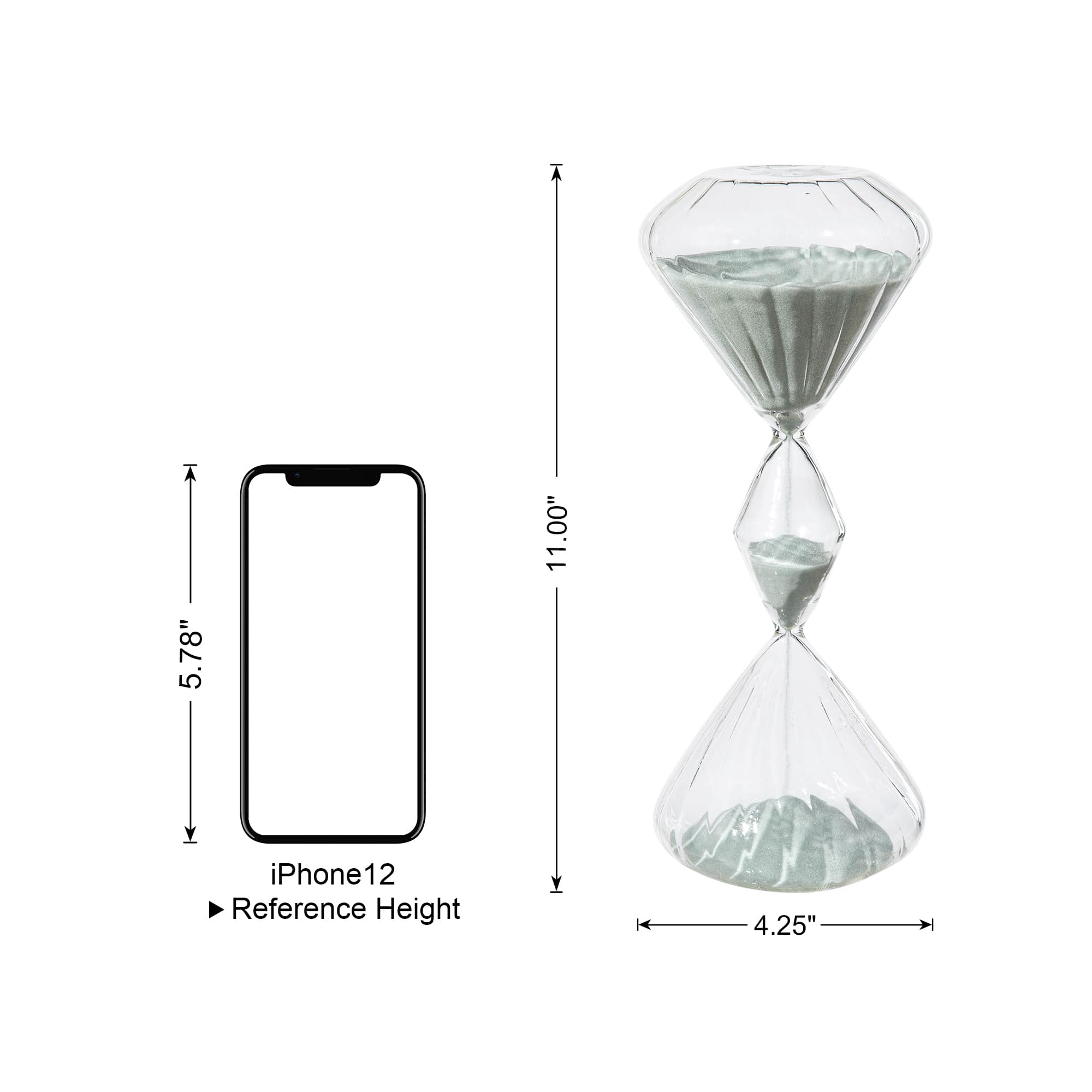 Glitzhome® 11" Geometric Tri-Layer Hourglasses with Gray Sand, 2ct.