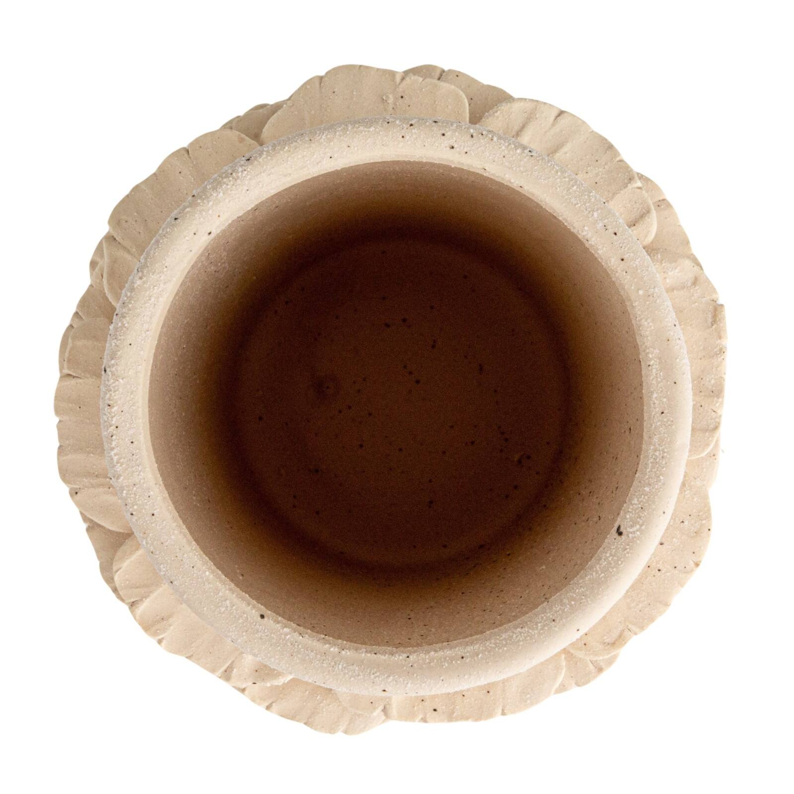 Hello Honey® 10" Matte Cream Ruffled Elegance Stoneware Vase
