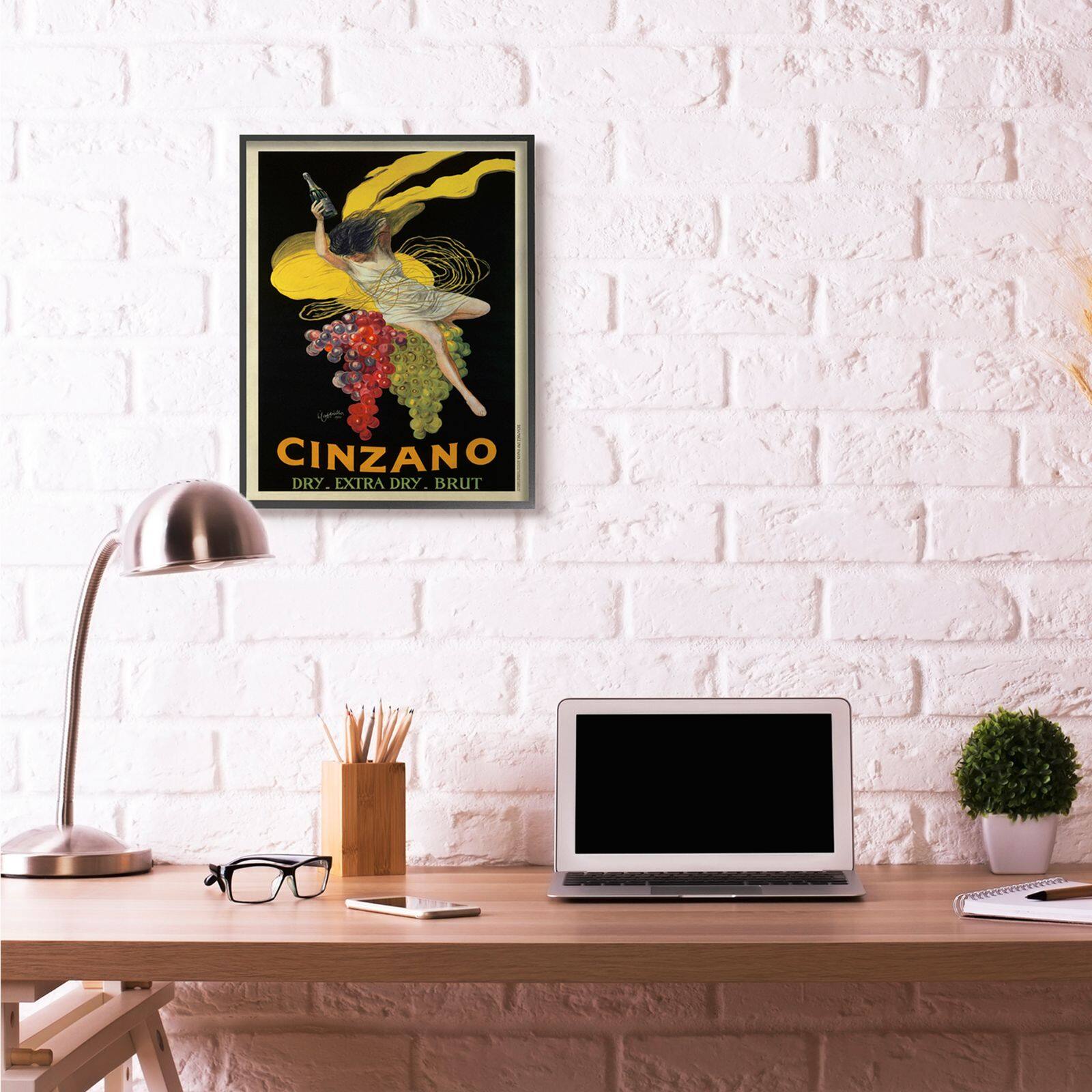 Stupell Industries Cinzano Vintage Wine Poster with Black Frame Wall Accent