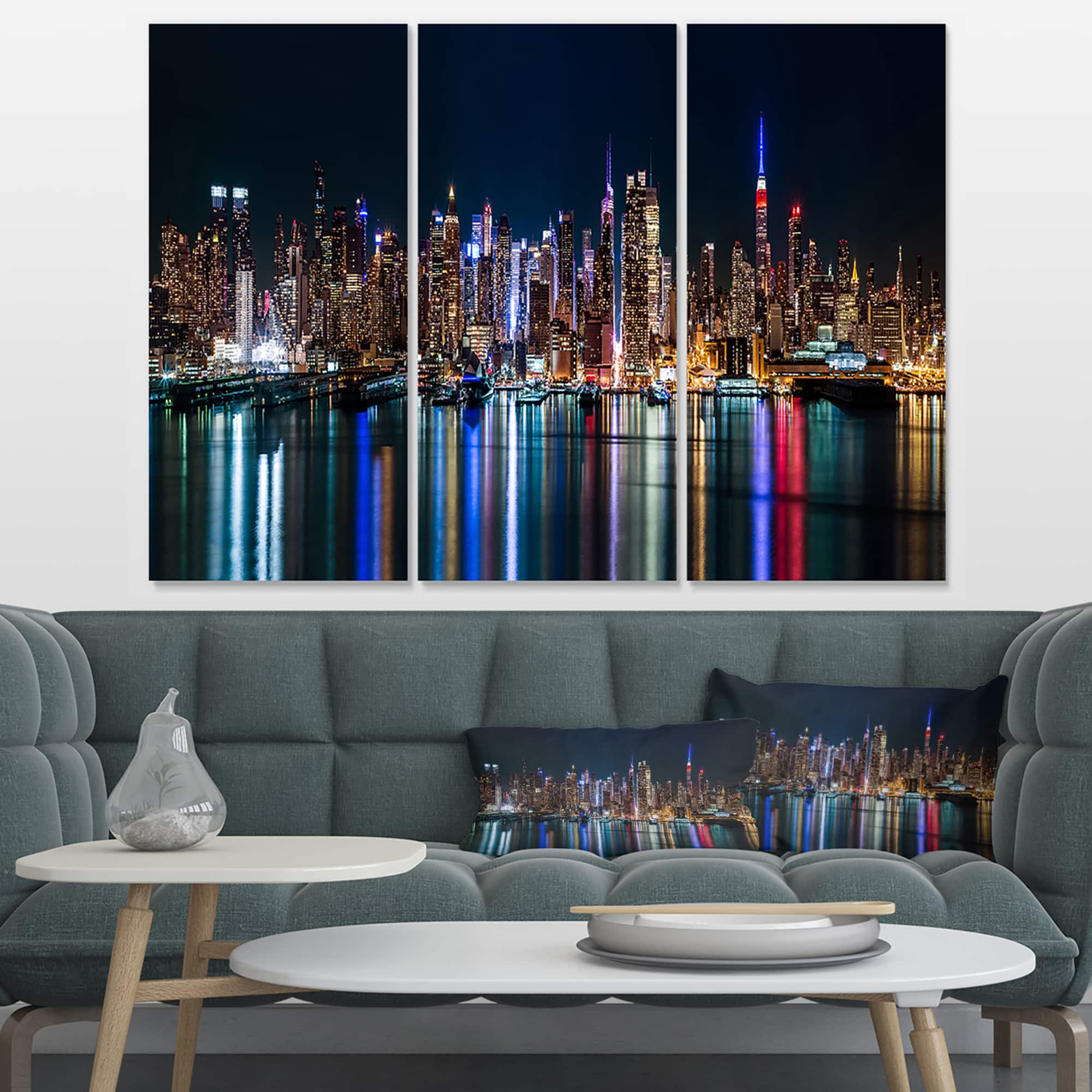 Designart - New York Midtown Night Panorama