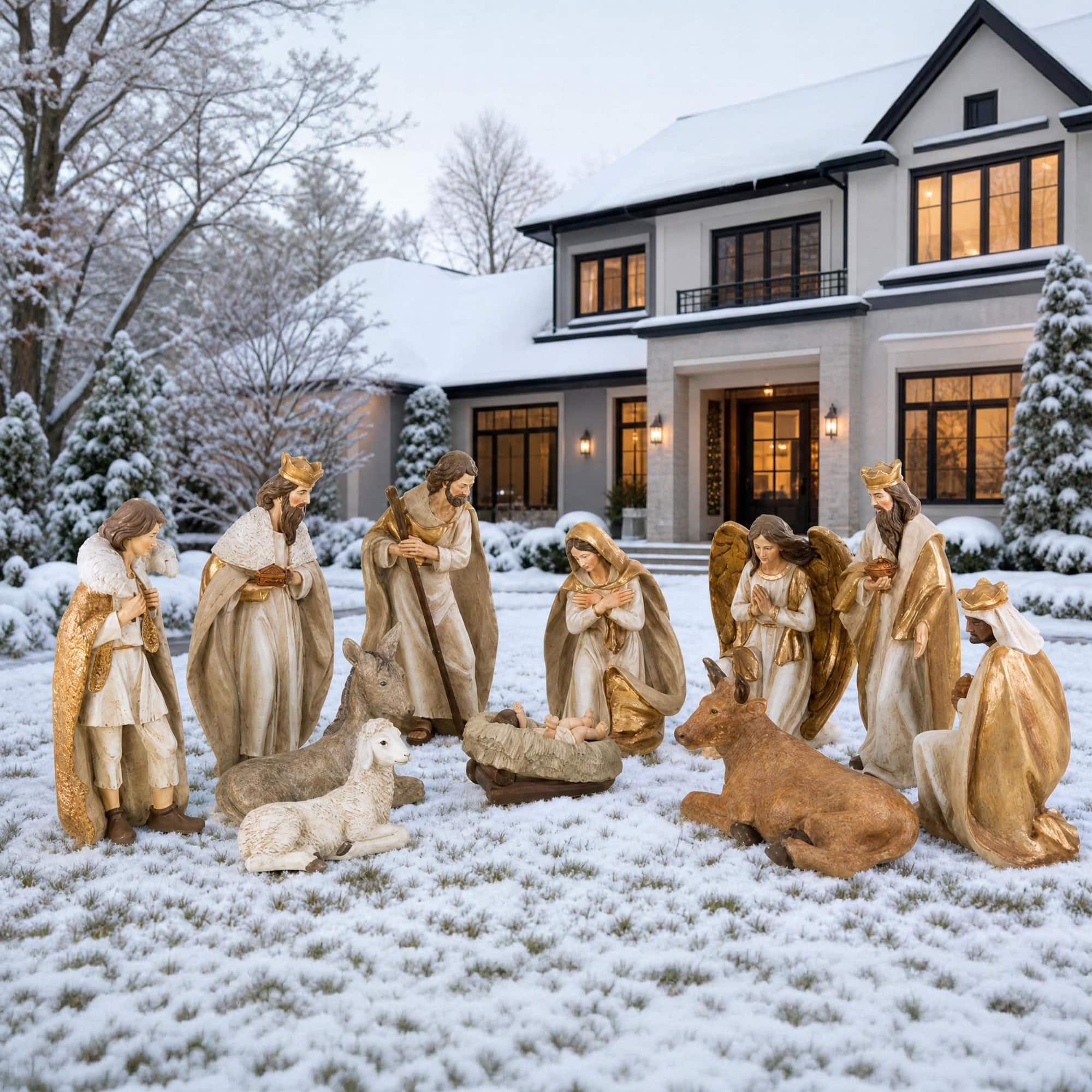 Glitzhome® 31.75" 12-Piece Majestic Oversized Christmas Nativity Figurine Set
