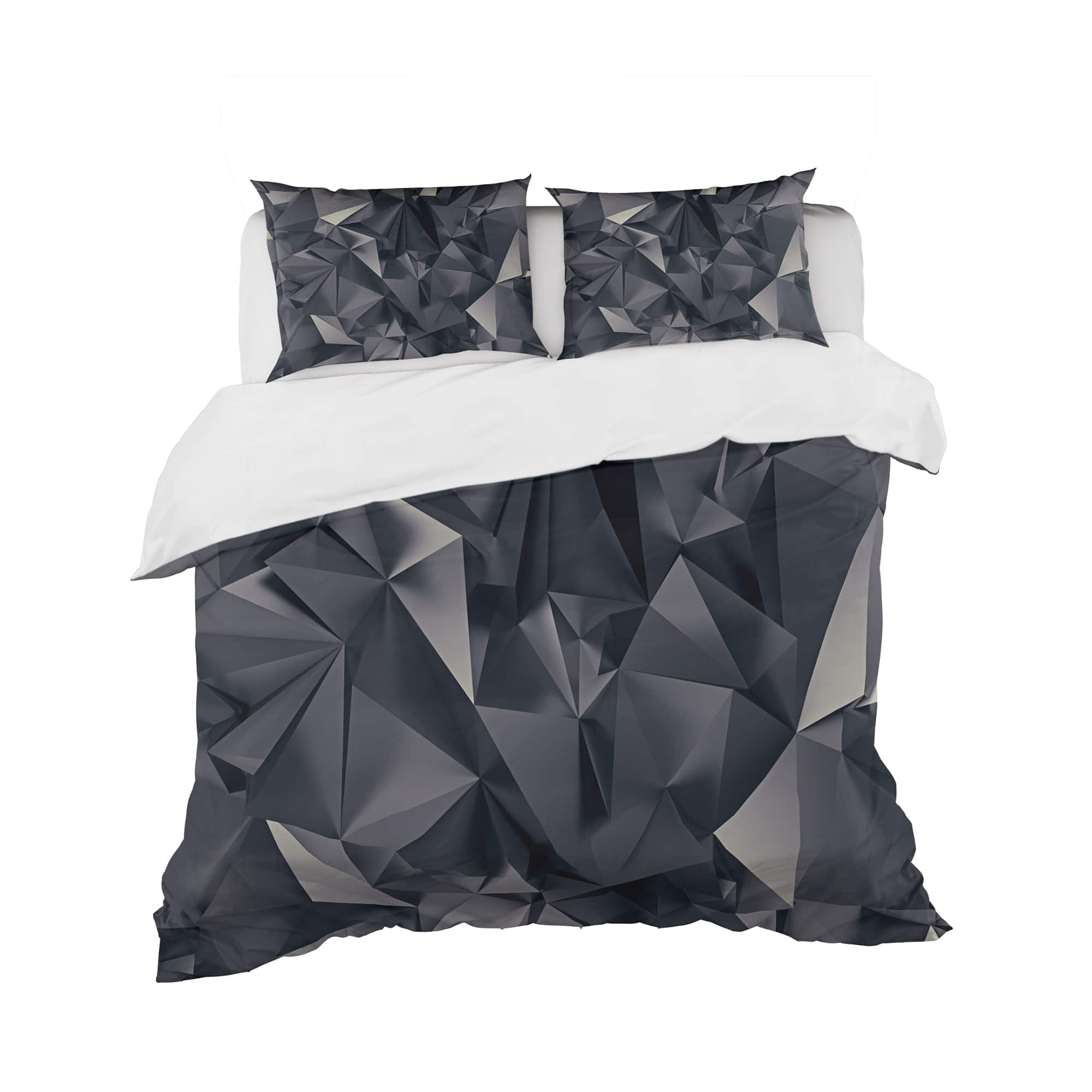Designart 'Geometric Triangular Shades of Black' Modern & Contemporary Bedding Set - Duvet Cover & Shams