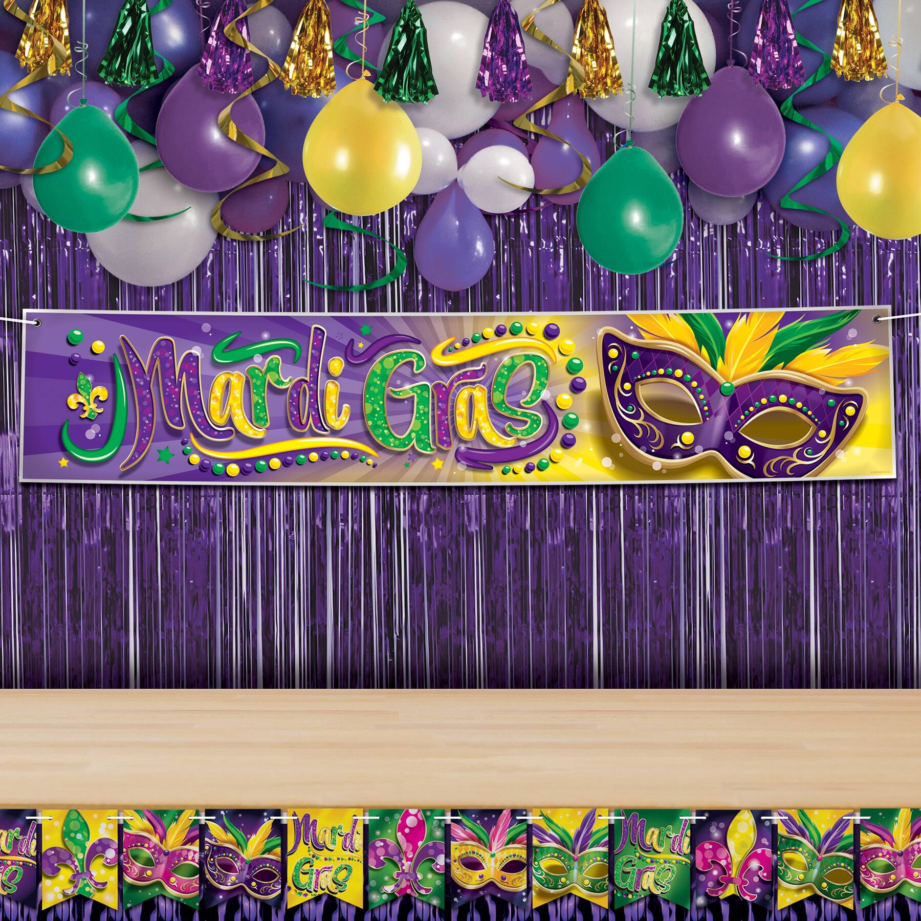 Besitle 12" x 5ft. Mardi Gras Banner