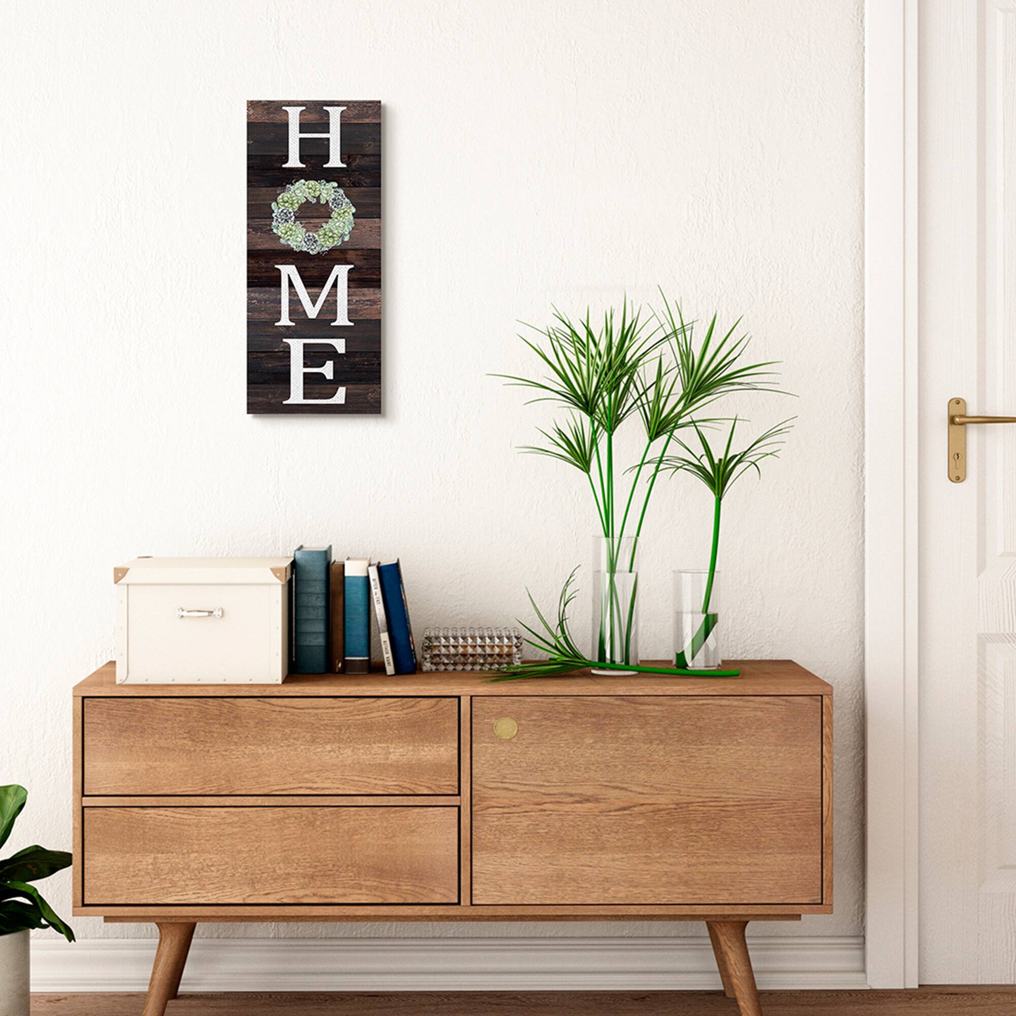Stupell Industries Home Green Succulent Wreath Greeting Canvas Wall Art