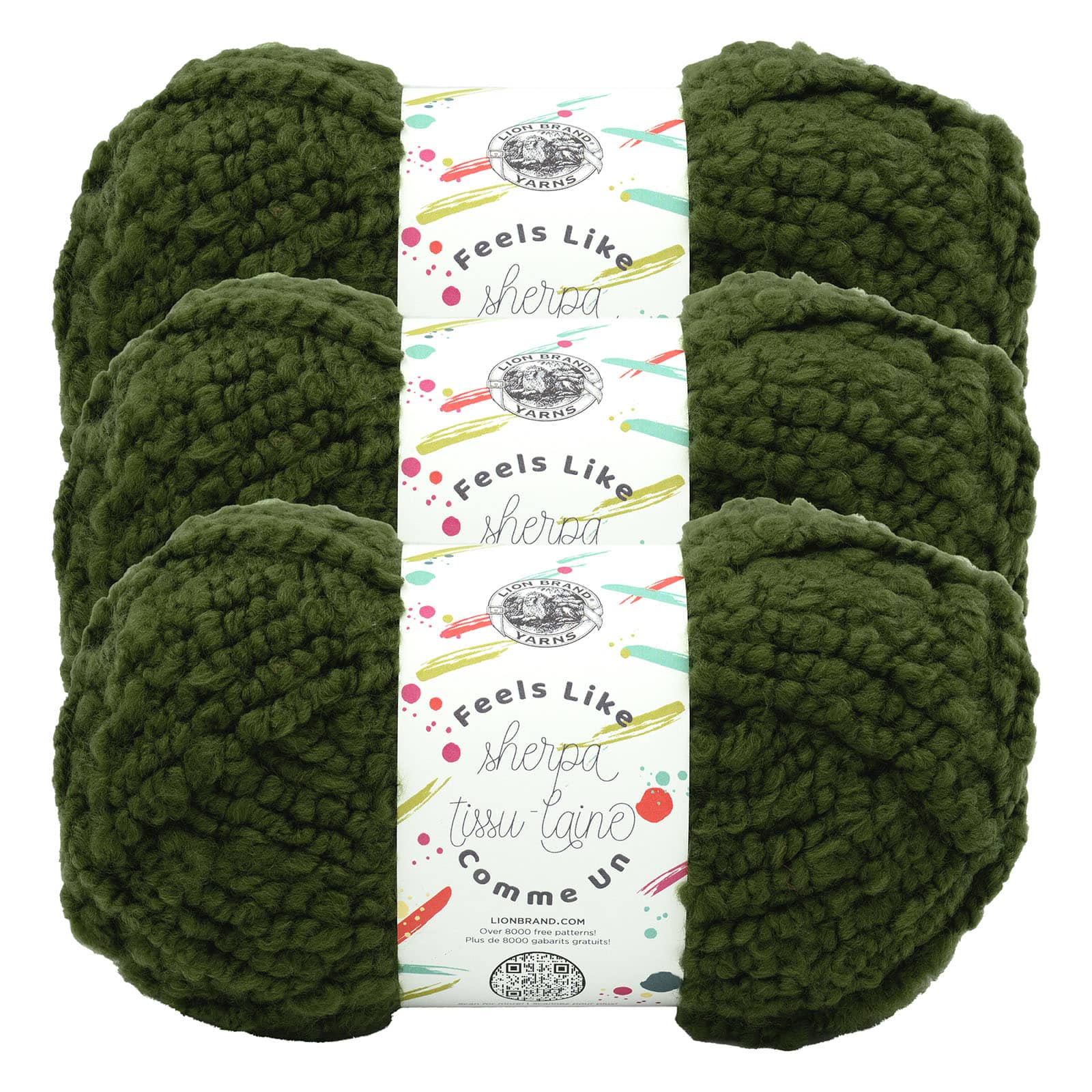 3 Pack Lion Brand® Feels Like Sherpa Yarn, Color: Evergreen | Michaels